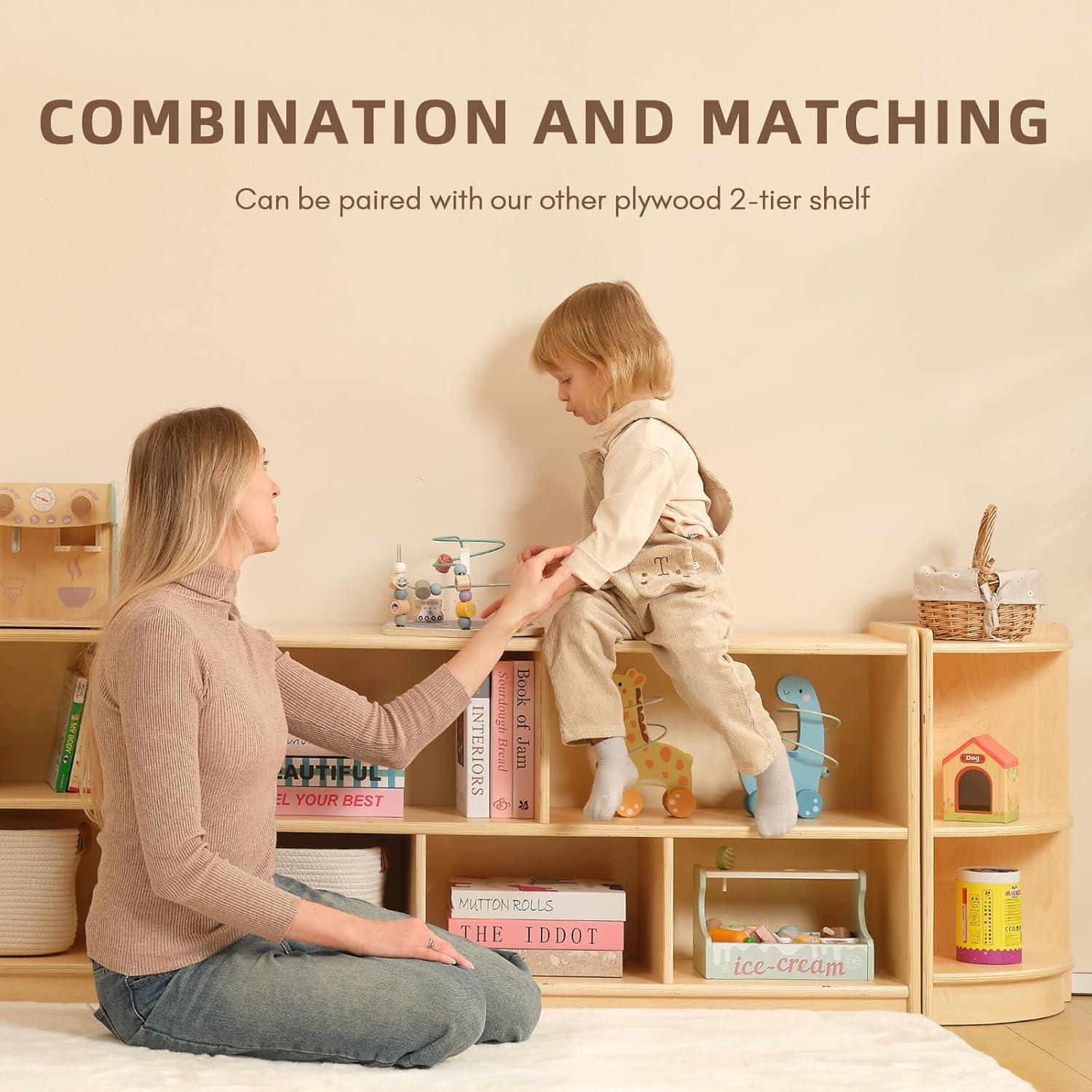 Armario de Esquina OOOK BCOK065, Estante Montessori 2 Niveles