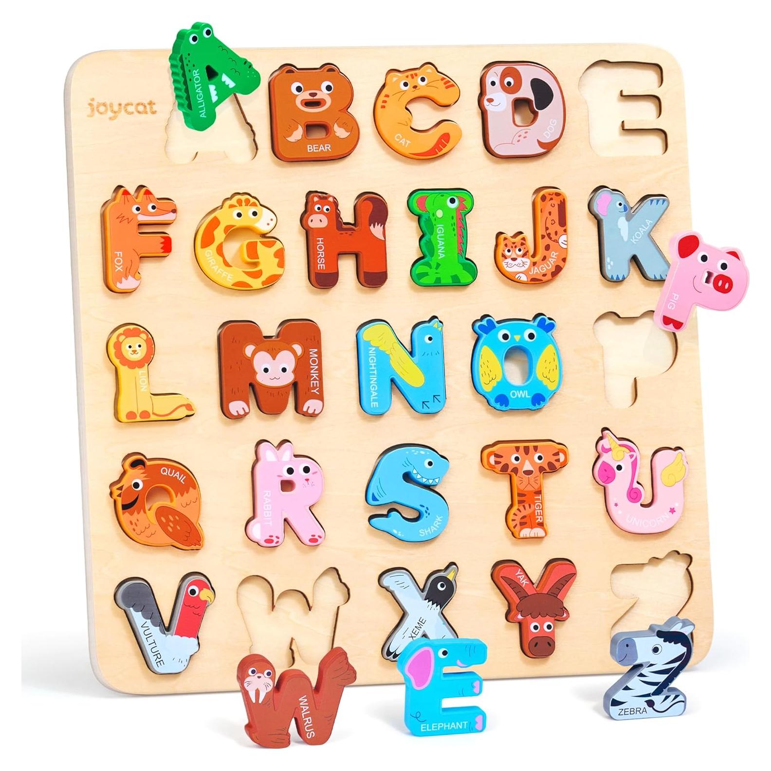Rompecabezas de Alfabeto JoyCat de Madera para Niños 1-5 Años