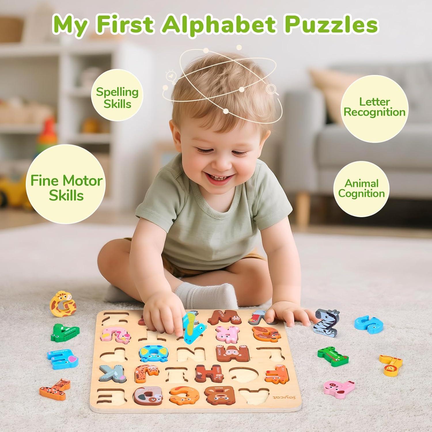 Rompecabezas de Alfabeto JoyCat de Madera para Niños 1-5 Años