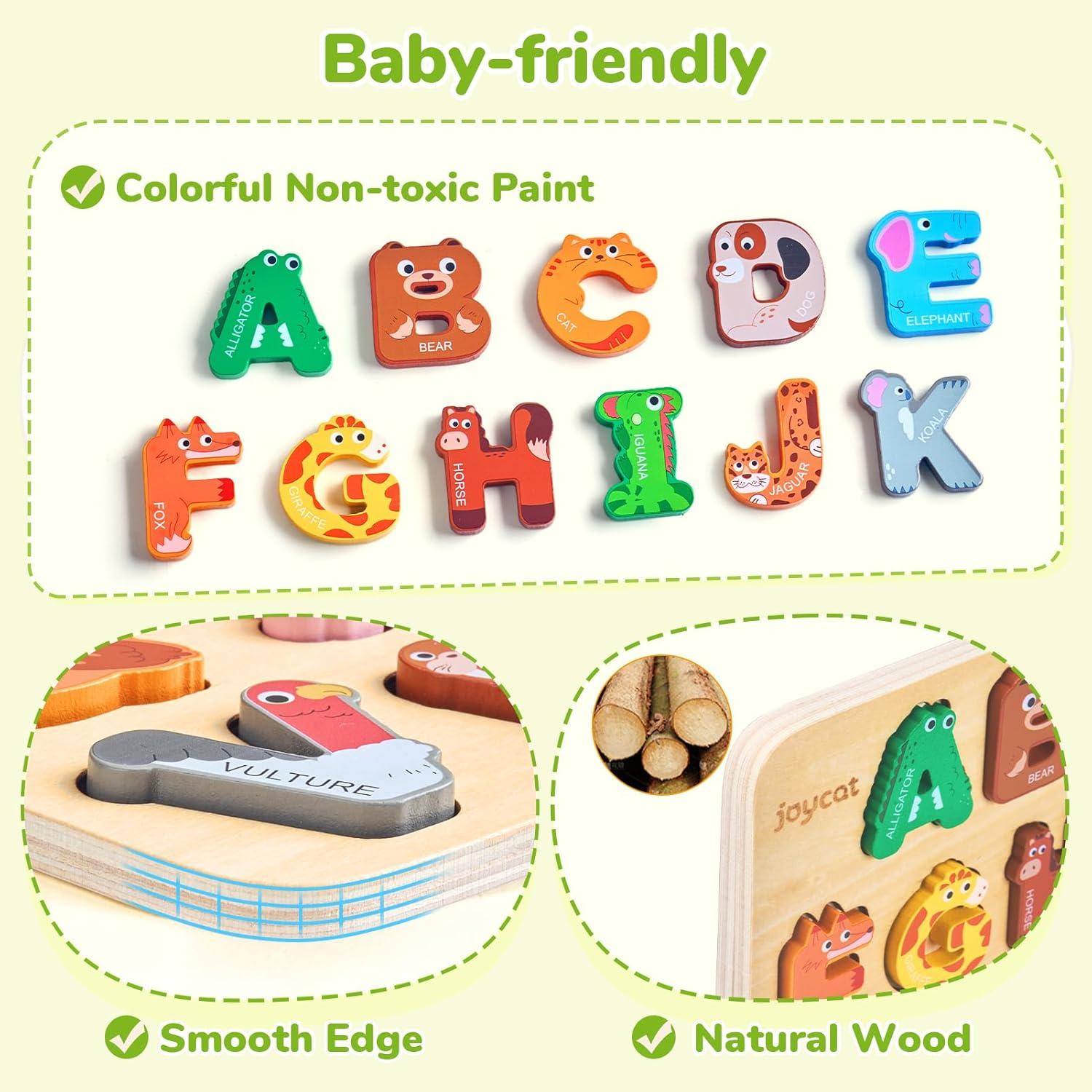 Rompecabezas de Alfabeto JoyCat de Madera para Niños 1-5 Años