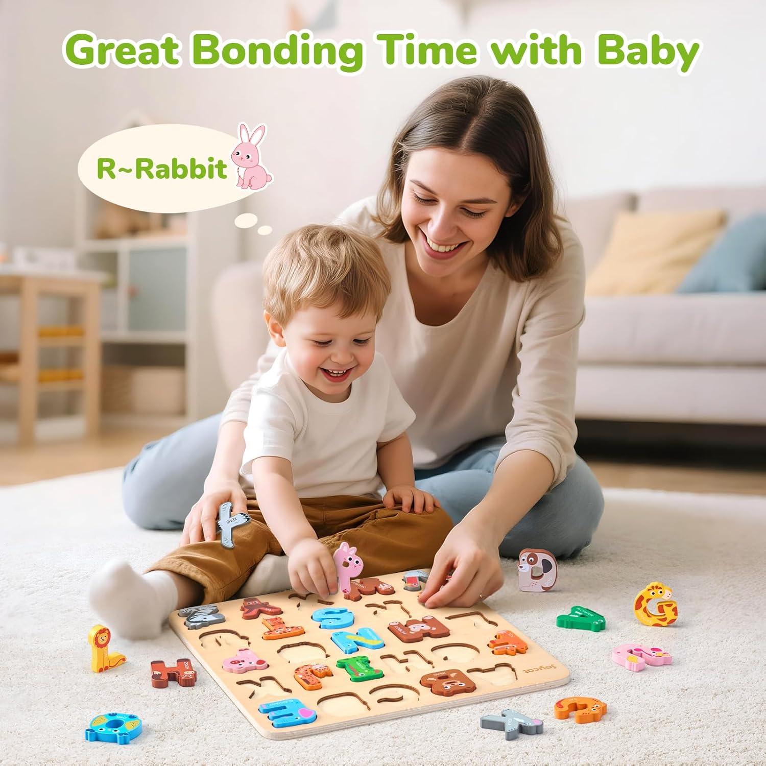 Rompecabezas de Alfabeto JoyCat de Madera para Niños 1-5 Años