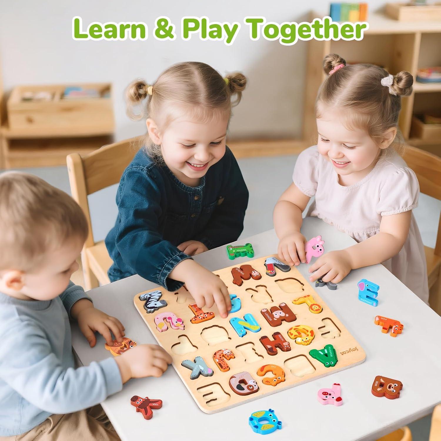 Rompecabezas de Alfabeto JoyCat de Madera para Niños 1-5 Años