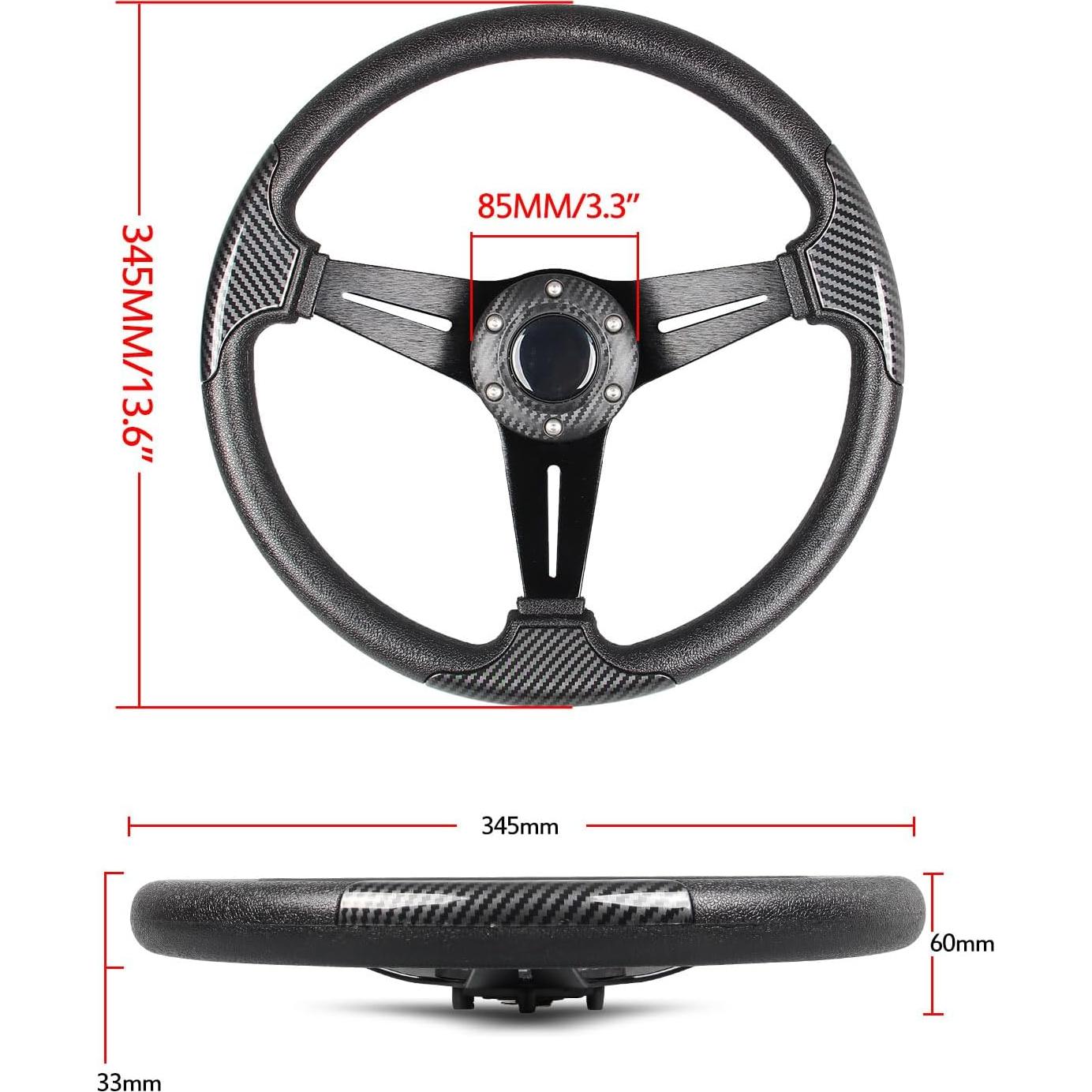 Volante de Carreras GONMOT 350mm Fibra de Carbono Universal