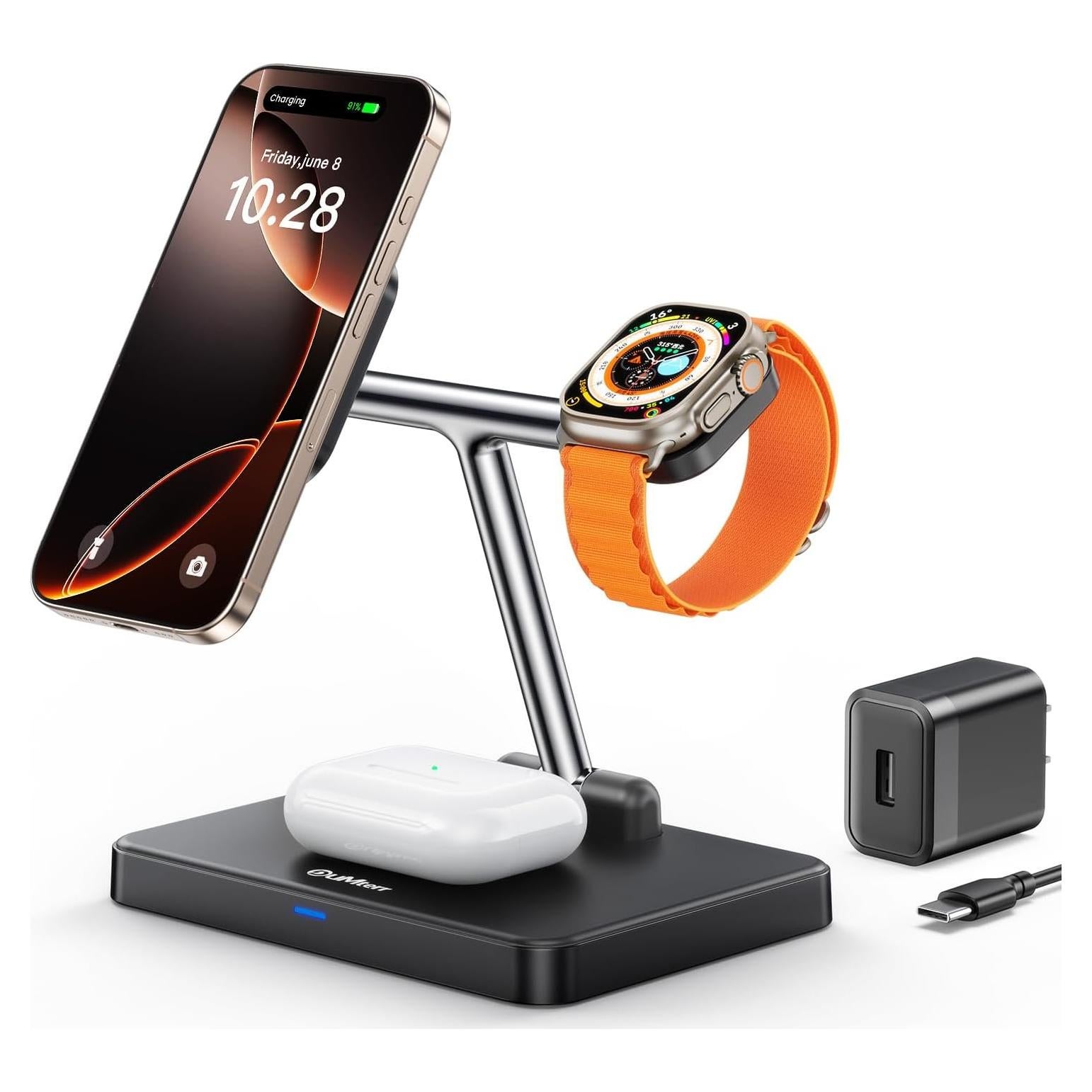 Estación de Carga Inalámbrica 3 en 1 DUMTERR para iPhone, Apple Watch y AirPods