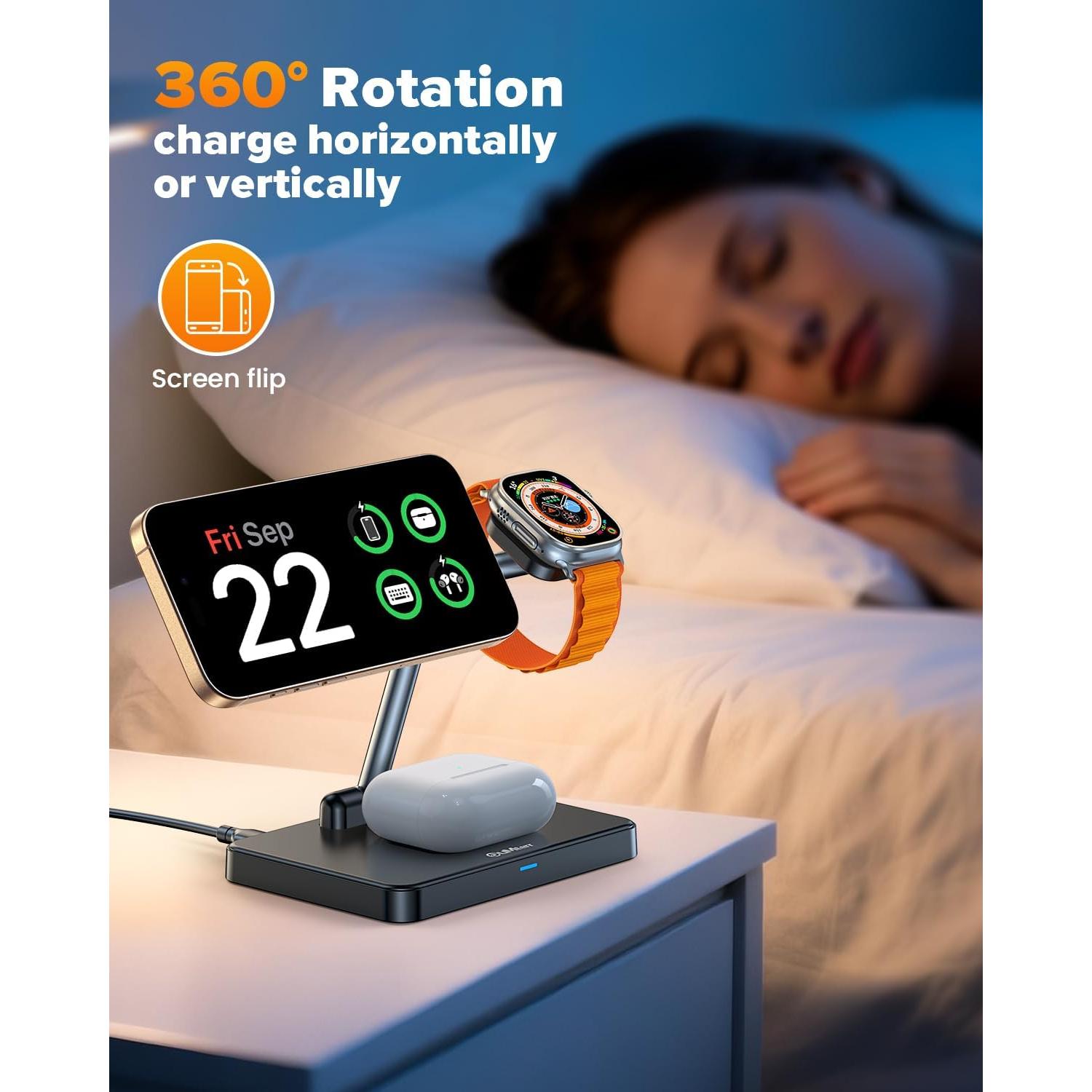 Estación de Carga Inalámbrica 3 en 1 DUMTERR para iPhone, Apple Watch y AirPods