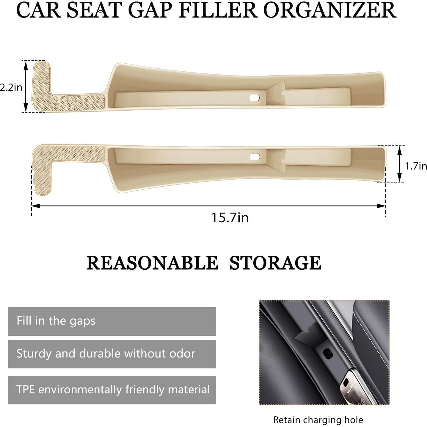 Relleno de Espacio entre Asientos de Coche MUQIDA 2PCS Beige