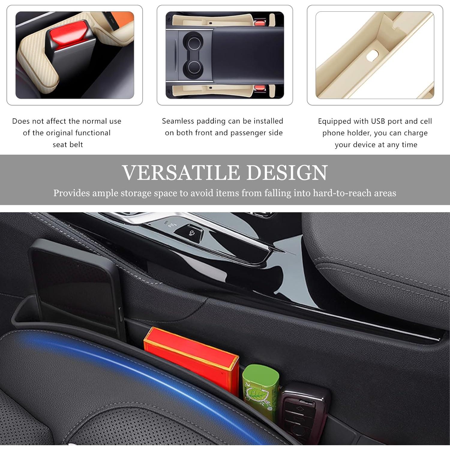 Relleno de Espacio entre Asientos de Coche MUQIDA 2PCS Beige