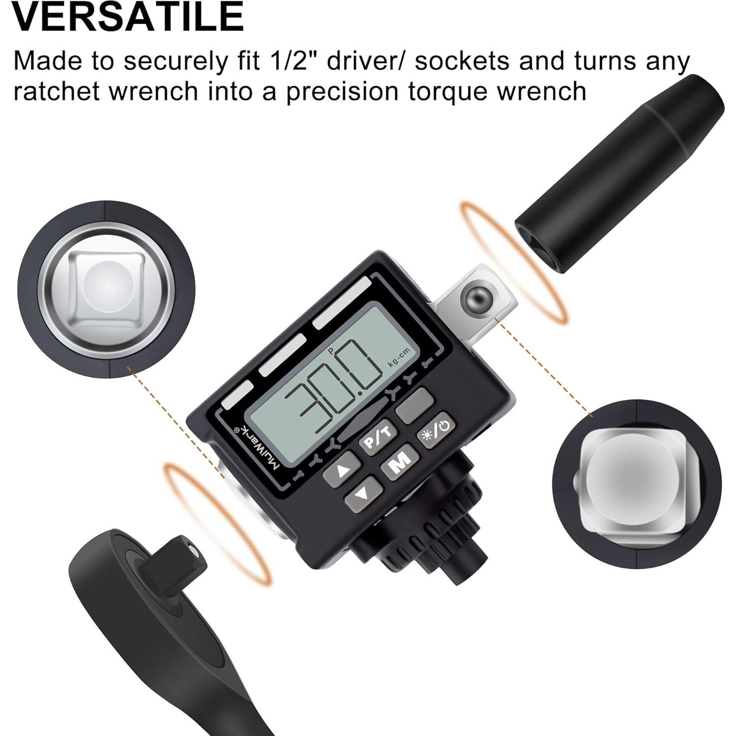 Adaptador de Torque Digital MULWARK 1/2" 7.4-147.5 ft-lbs
