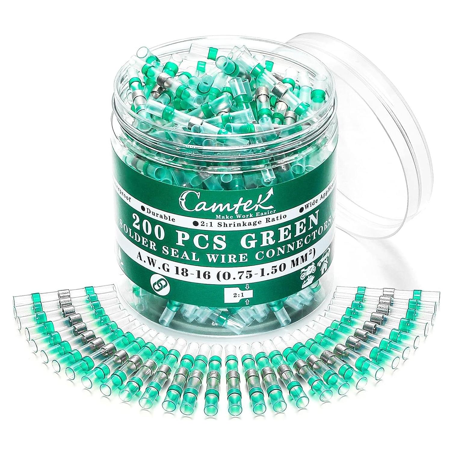 200 Conectores de Cable Verde Camtek 18-16 AWG Aislados