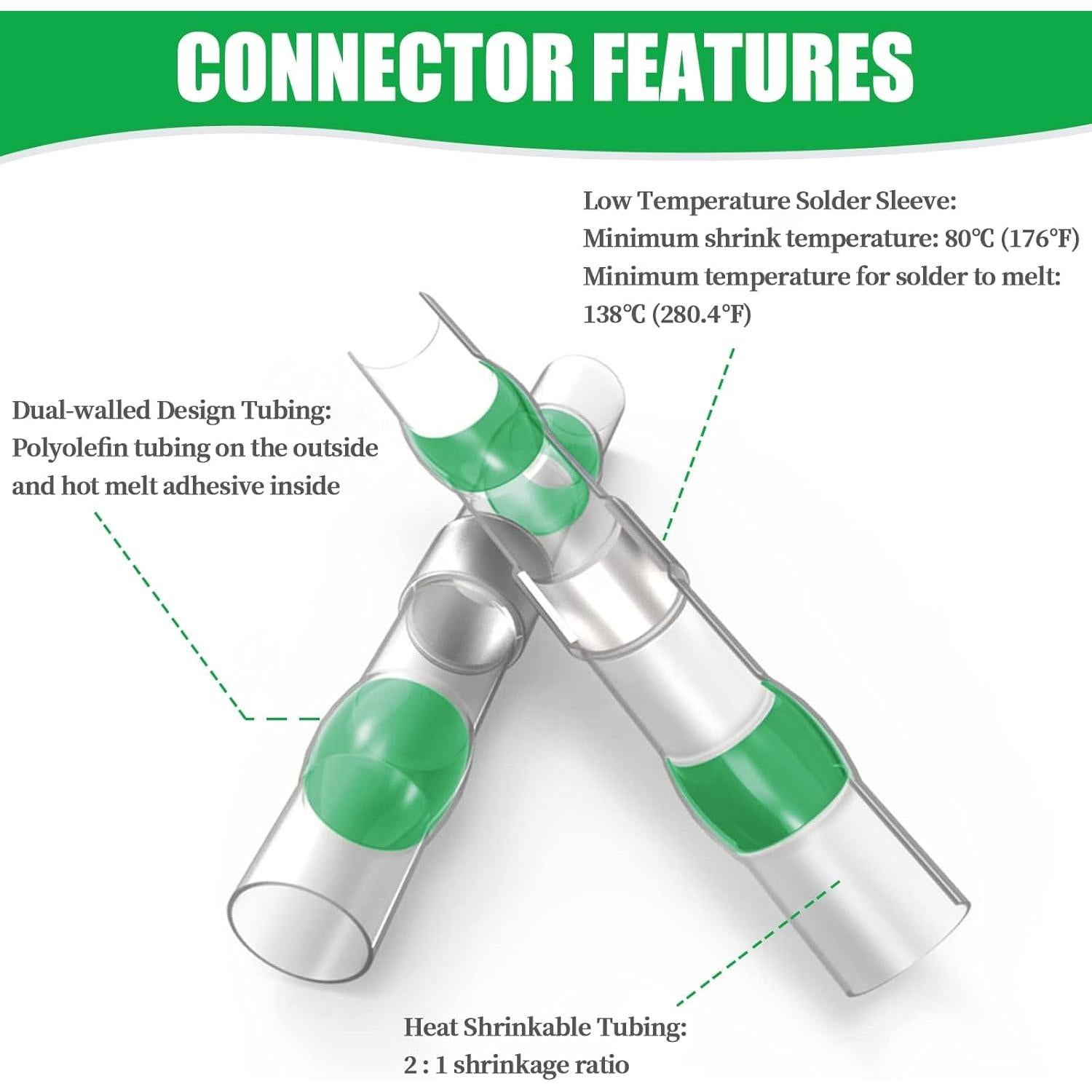 200 Conectores de Cable Verde Camtek 18-16 AWG Aislados