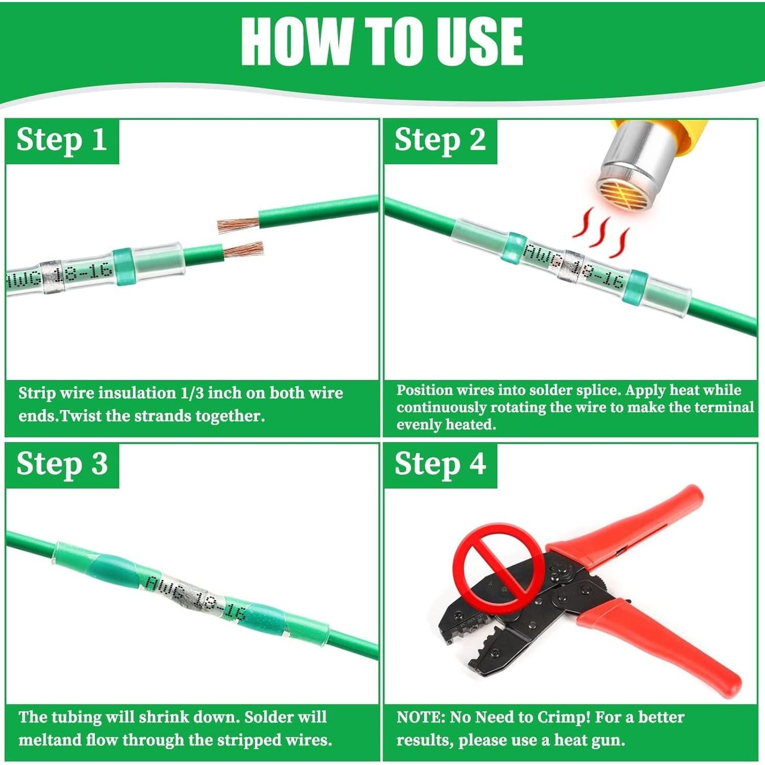 200 Conectores de Cable Verde Camtek 18-16 AWG Aislados