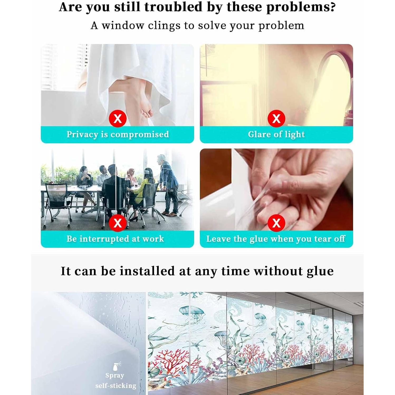 Película de Privacidad para Ventanas Zadaling 45x100cm Azul