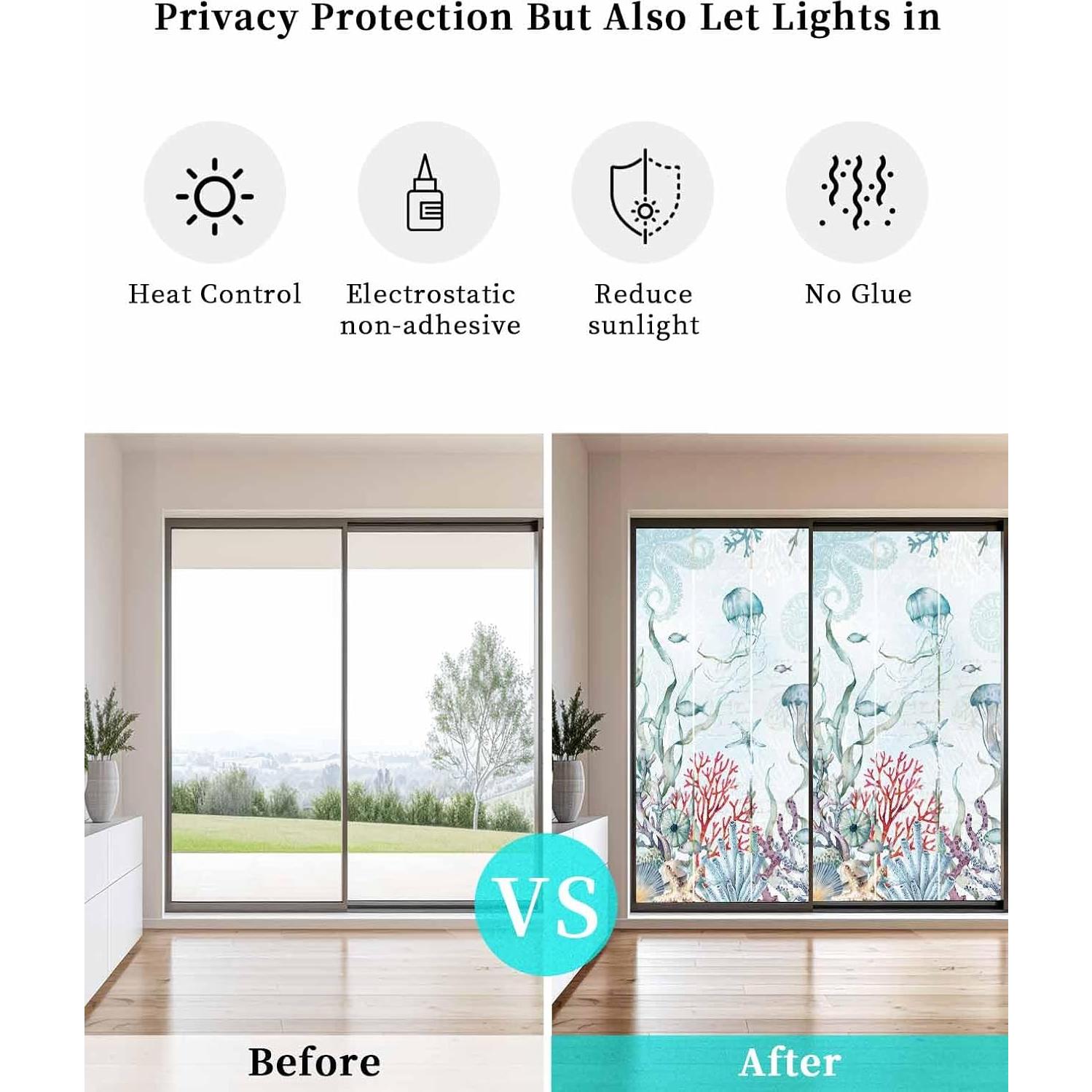 Película de Privacidad para Ventanas Zadaling 45x100cm Azul