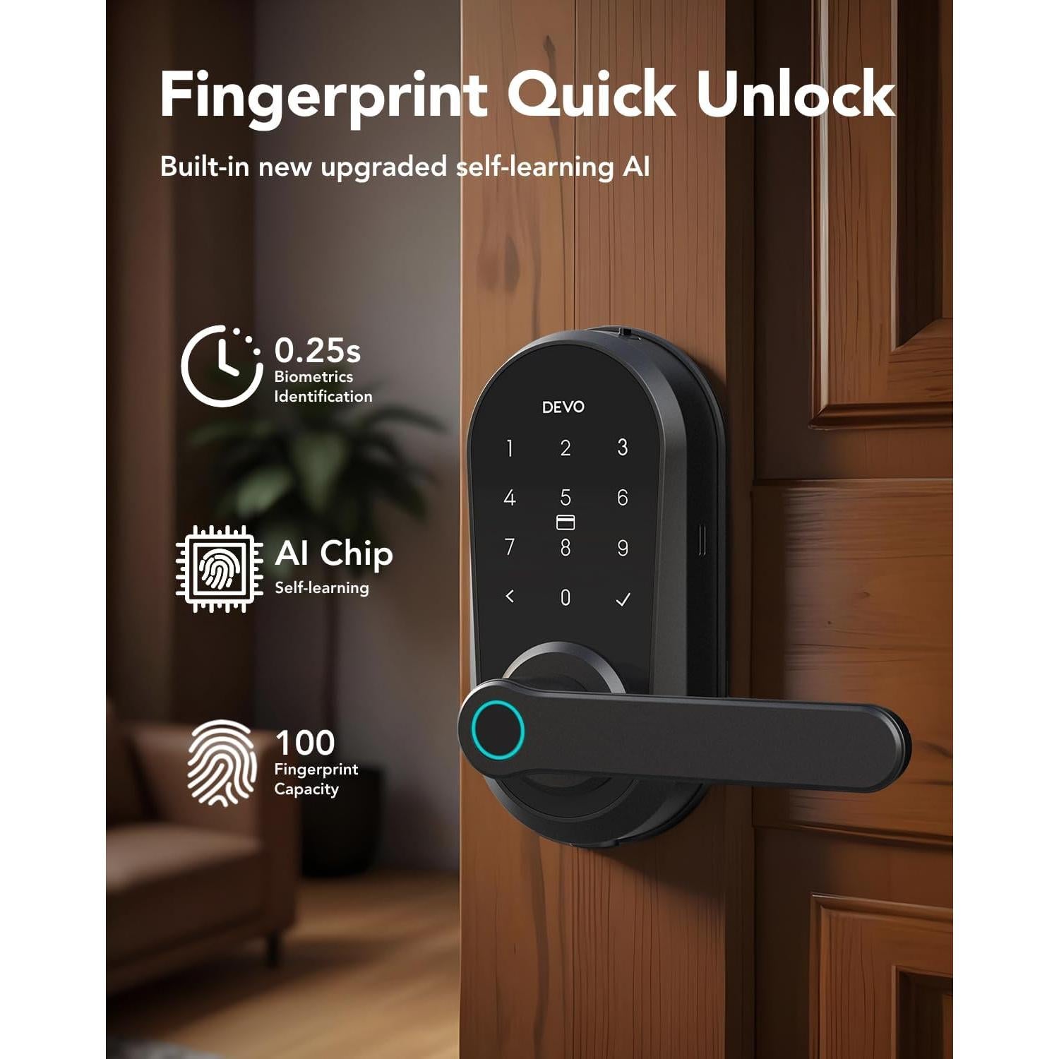 Cerradura Inteligente Devo G7 con Huella Dactilar y Wi-Fi