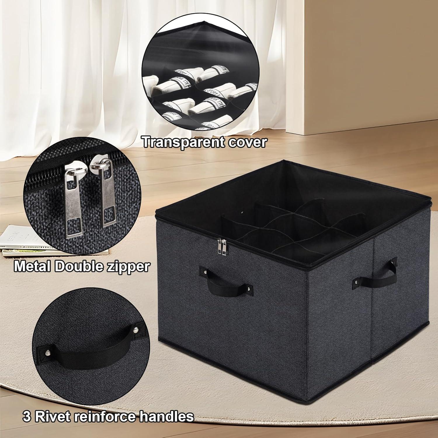 Caja de Almacenamiento de Zapatos Plegable Mayniu 16 Pares Negro