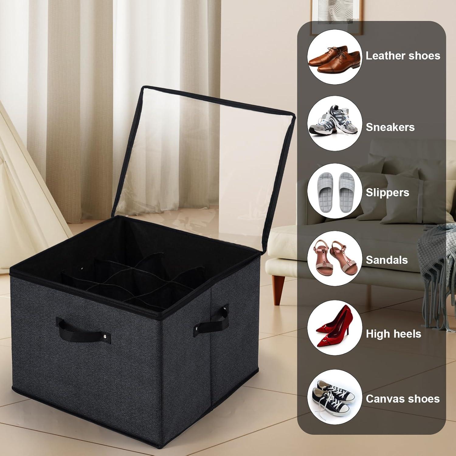 Caja de Almacenamiento de Zapatos Plegable Mayniu 16 Pares Negro