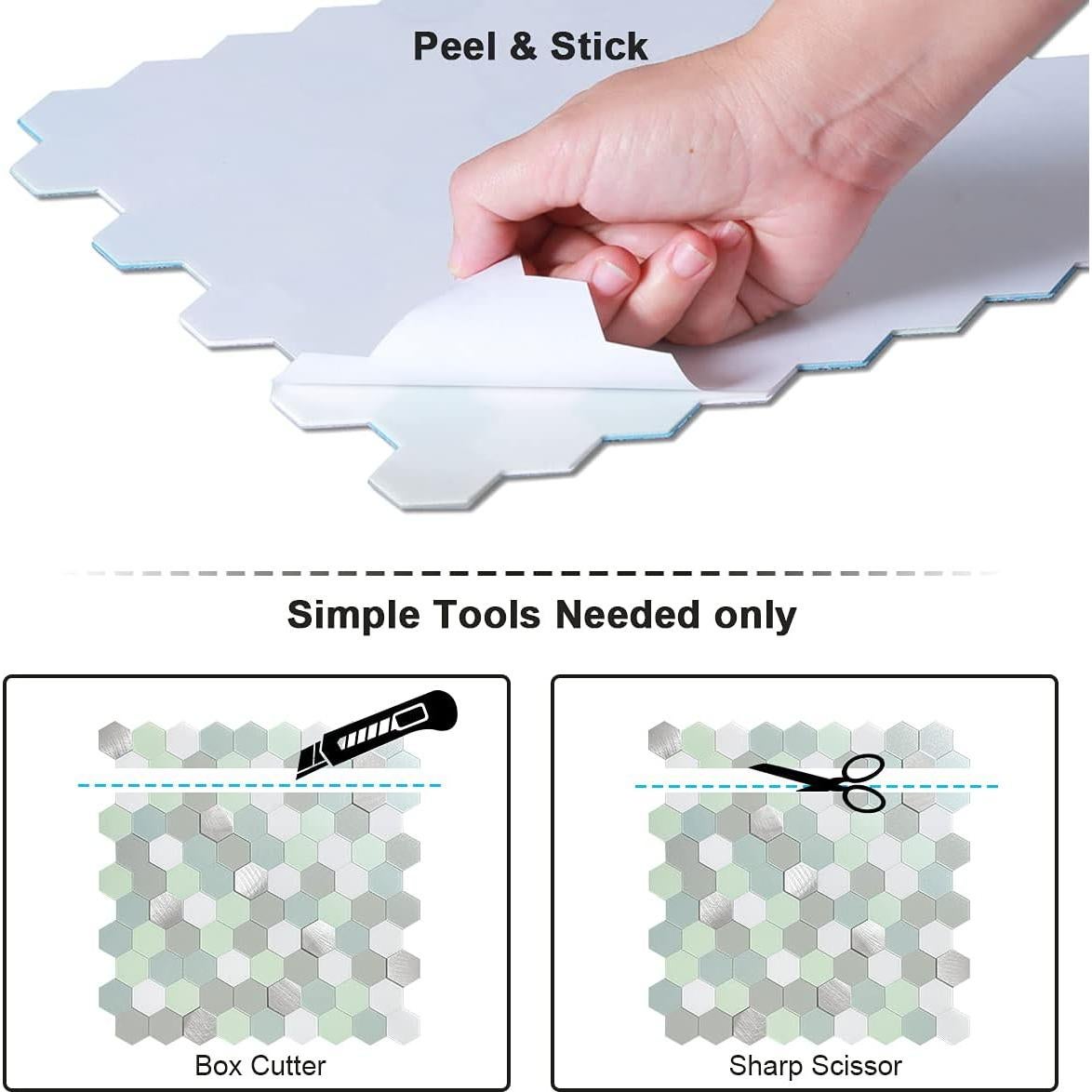Azulejo Autoadhesivo BeNice Hexagonal Verde Menta 5 Hojas