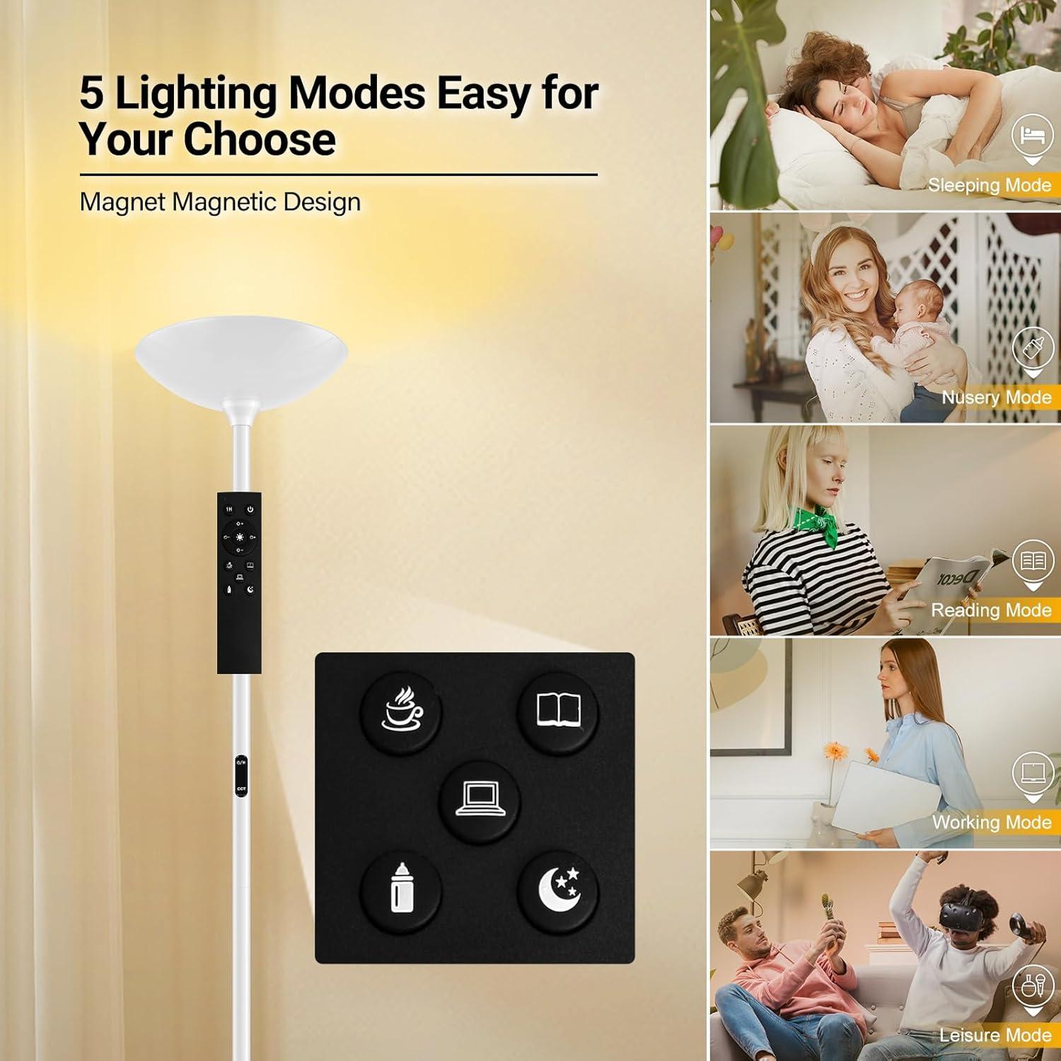 Lámpara de Pie LED BoostArea 30W Regulable con Control Remoto