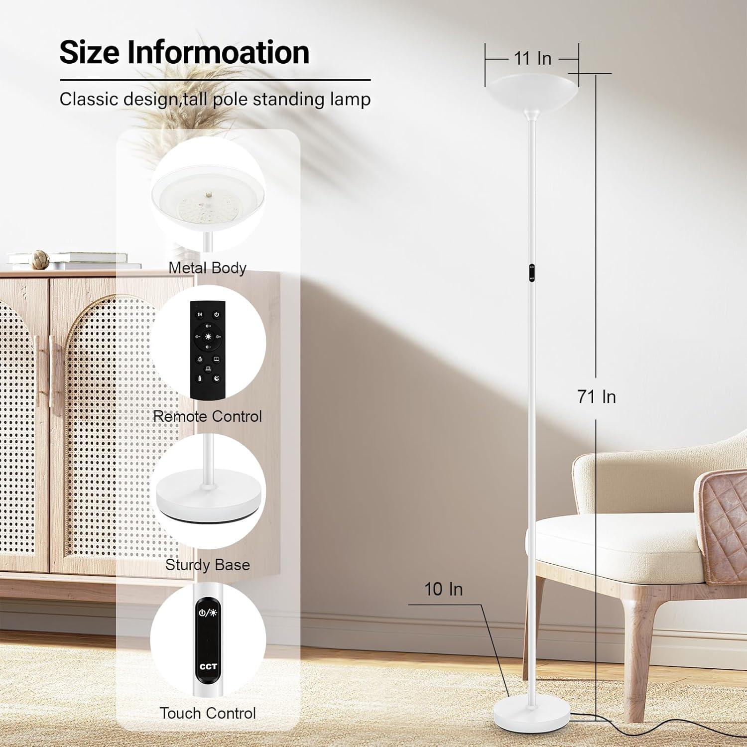 Lámpara de Pie LED BoostArea 30W Regulable con Control Remoto