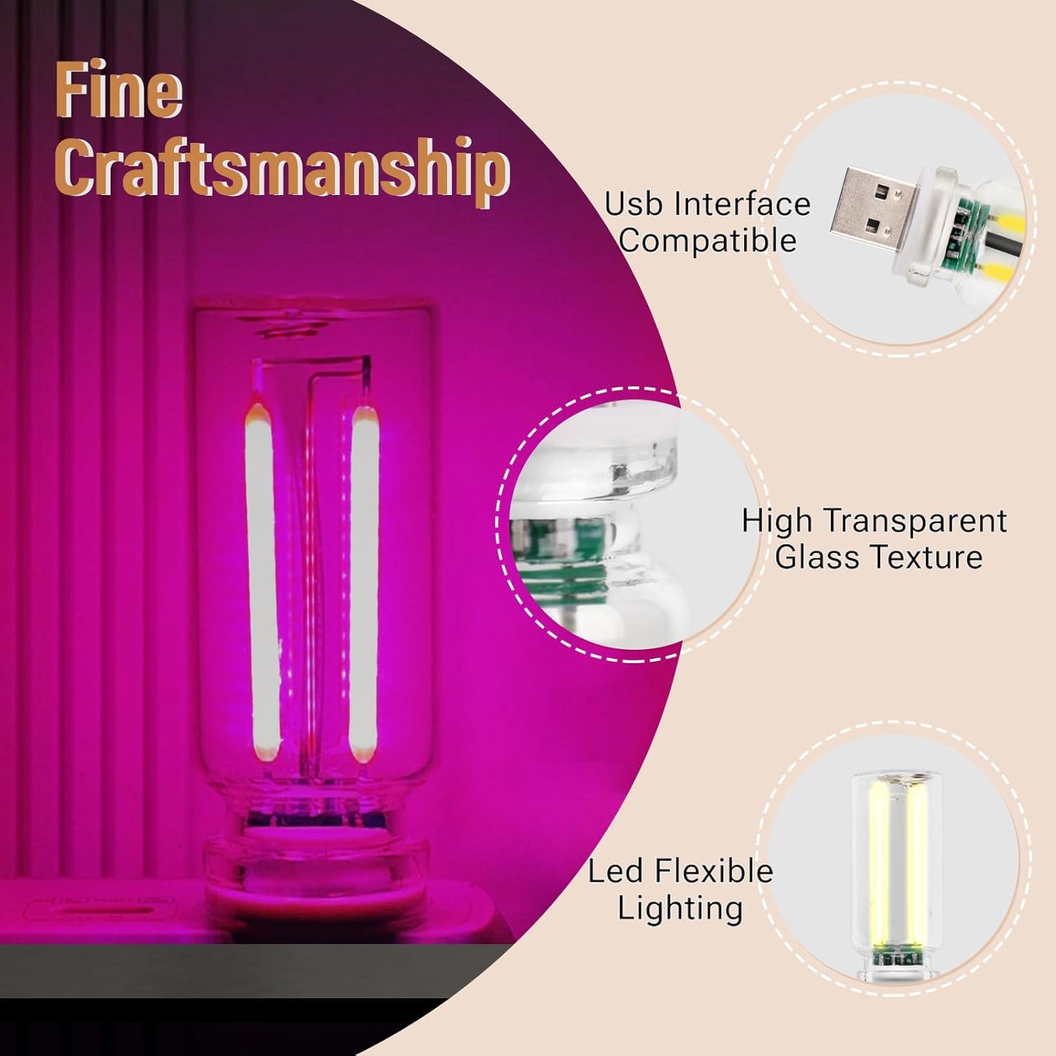 2 Luces Ambientales USB Retro Noxozoqm LED Táctil 6.35cm