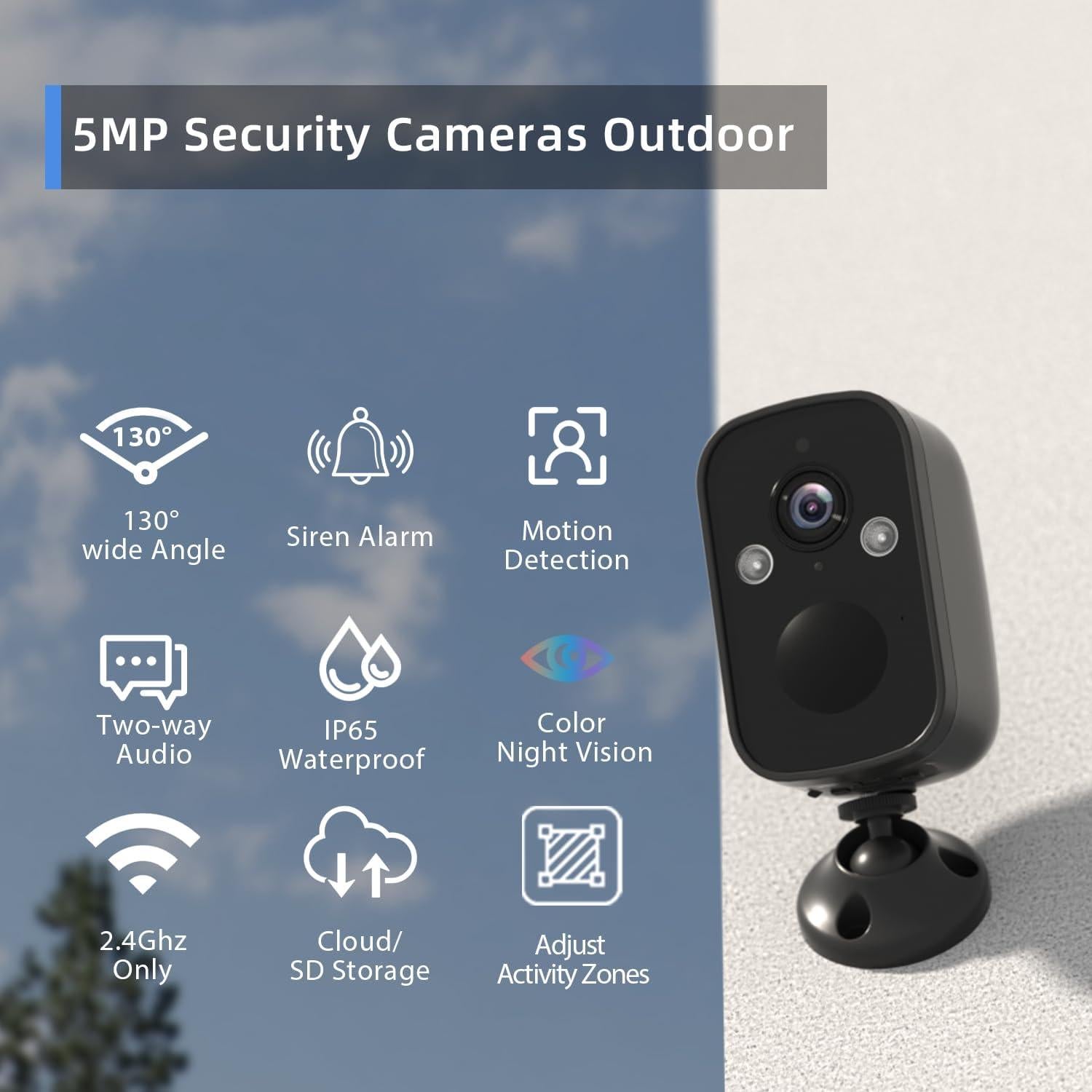 Cámaras de Seguridad Inalámbricas Rraycom 3 Pack 5MP IP65