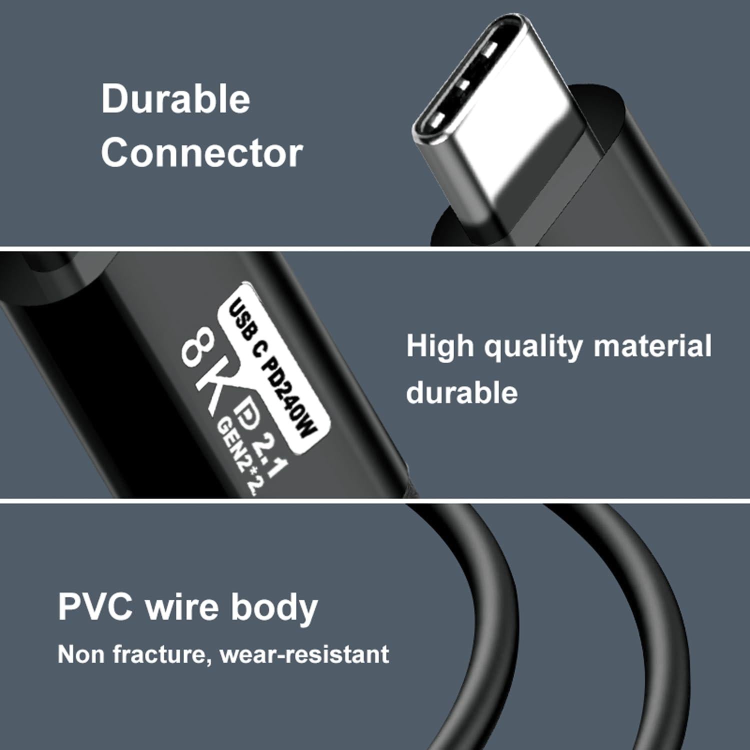 Cable USB Tipo C a C 1.83M 240W 8K 60Hz LJ