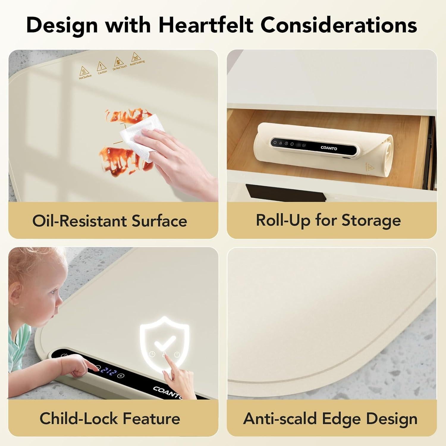 Mat Calentador de Comida Eléctrico Coanto 45.5x32.5cm Beige