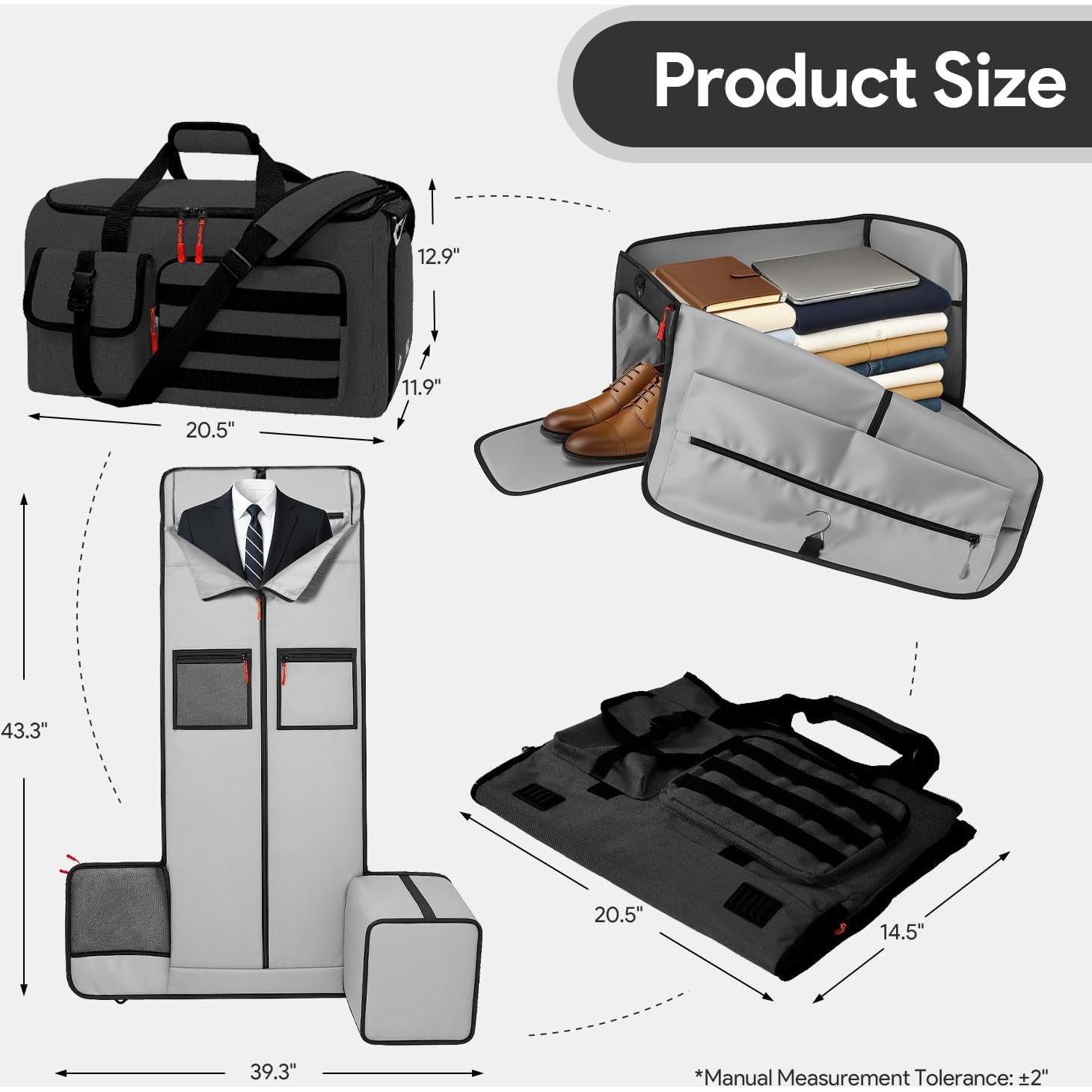 Bolsa Duffle Impermeable HOMQUIET 45L 2 en 1 con Compartimento para Zapatos