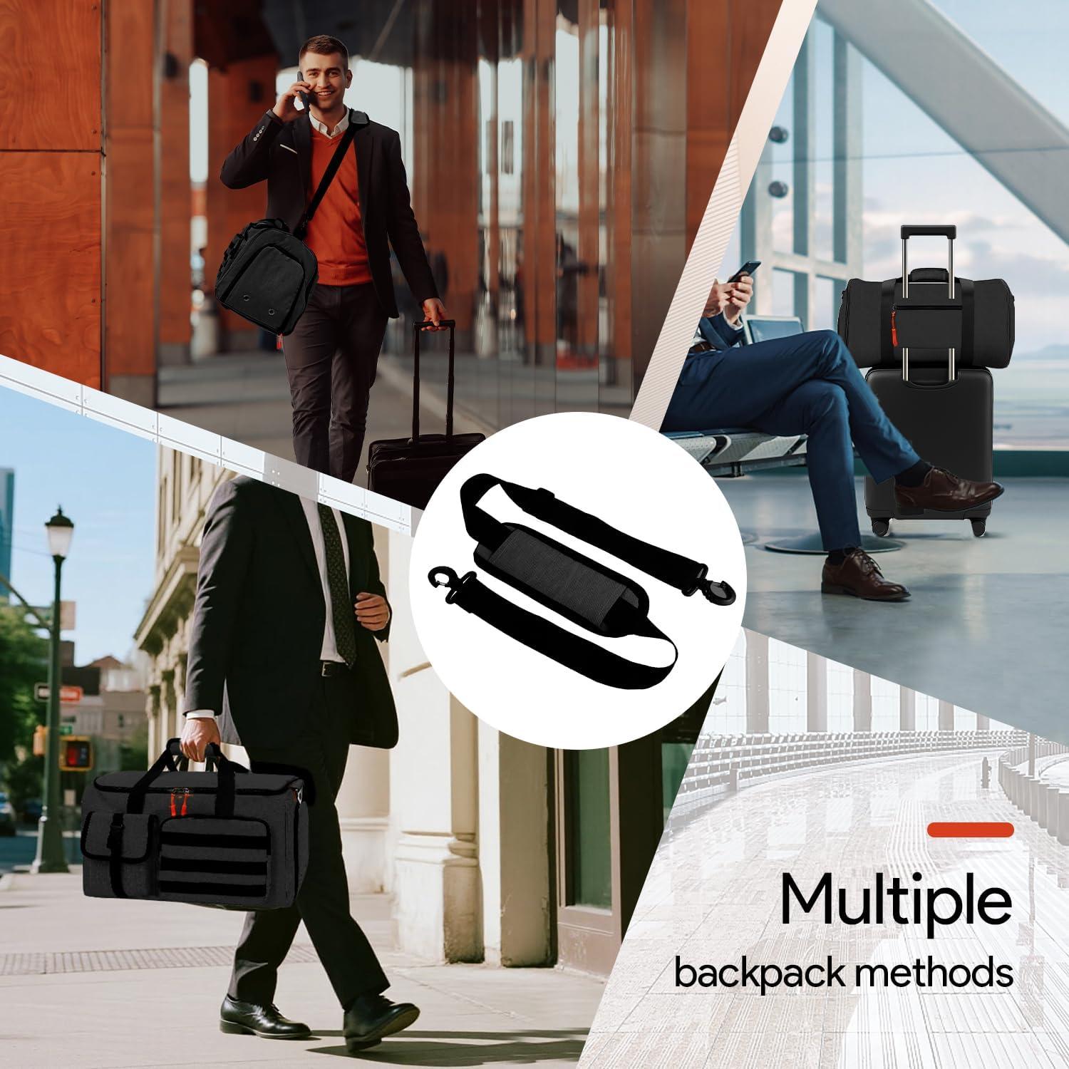 Bolsa Duffle Impermeable HOMQUIET 45L 2 en 1 con Compartimento para Zapatos