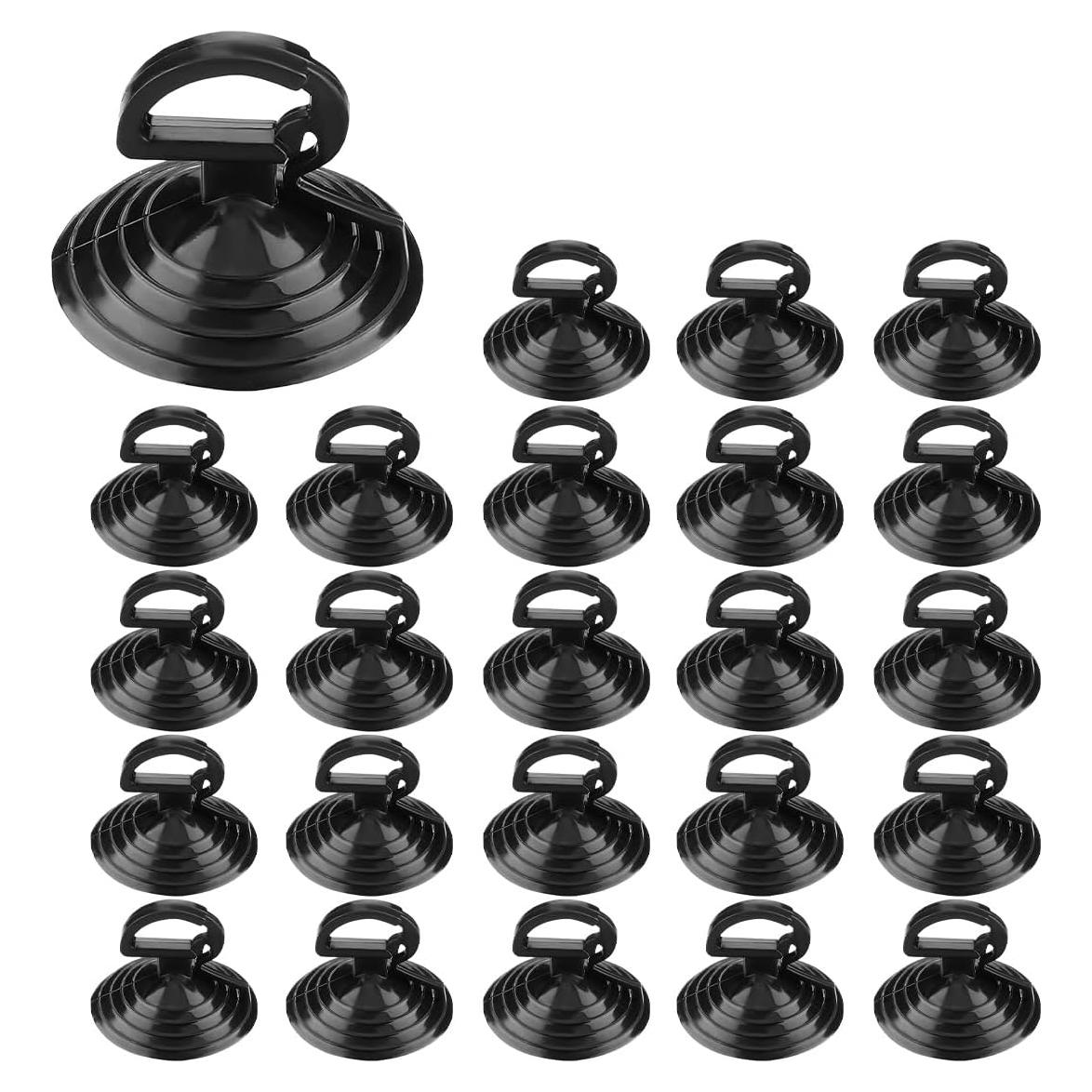 24 Ventosas de PVC KITUREK para Sombra de Parabrisas Negro