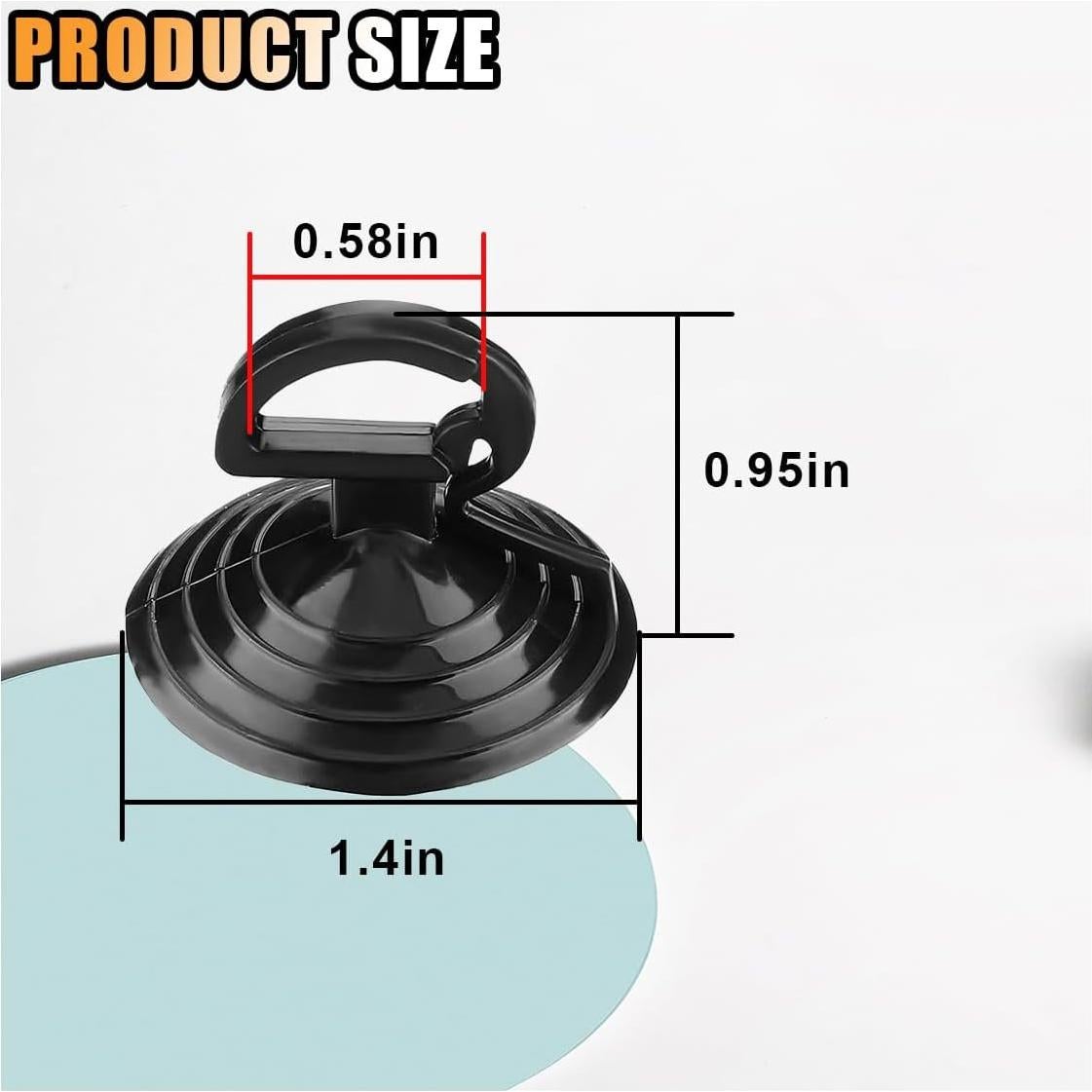 24 Ventosas de PVC KITUREK para Sombra de Parabrisas Negro