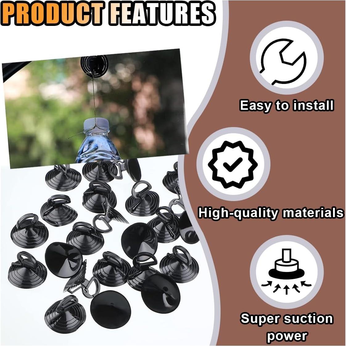 24 Ventosas de PVC KITUREK para Sombra de Parabrisas Negro