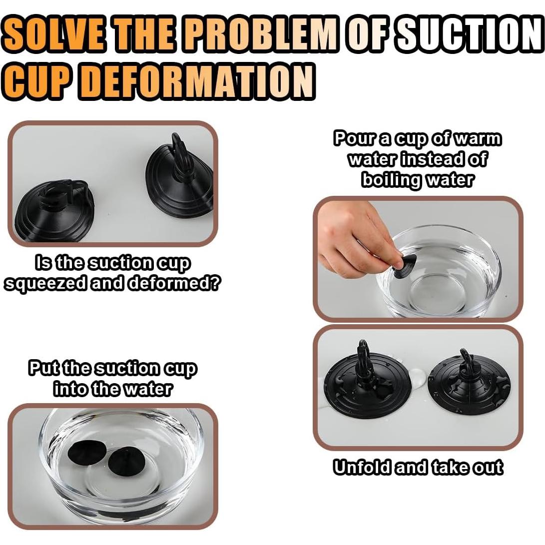 24 Ventosas de PVC KITUREK para Sombra de Parabrisas Negro