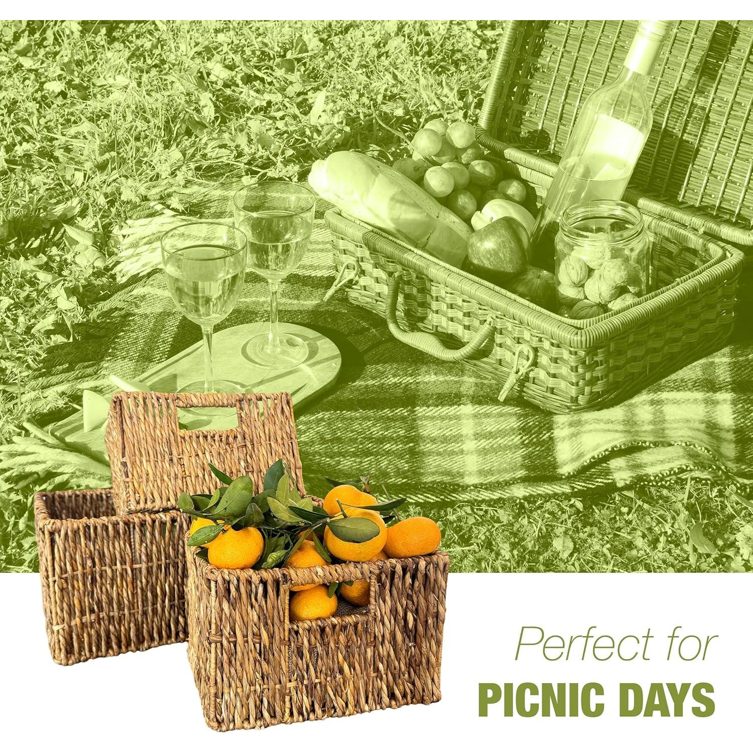 Juego de Cestas de Mimbre GREEN ALLUVIUM - 1 Grande + 2 Pequeñas