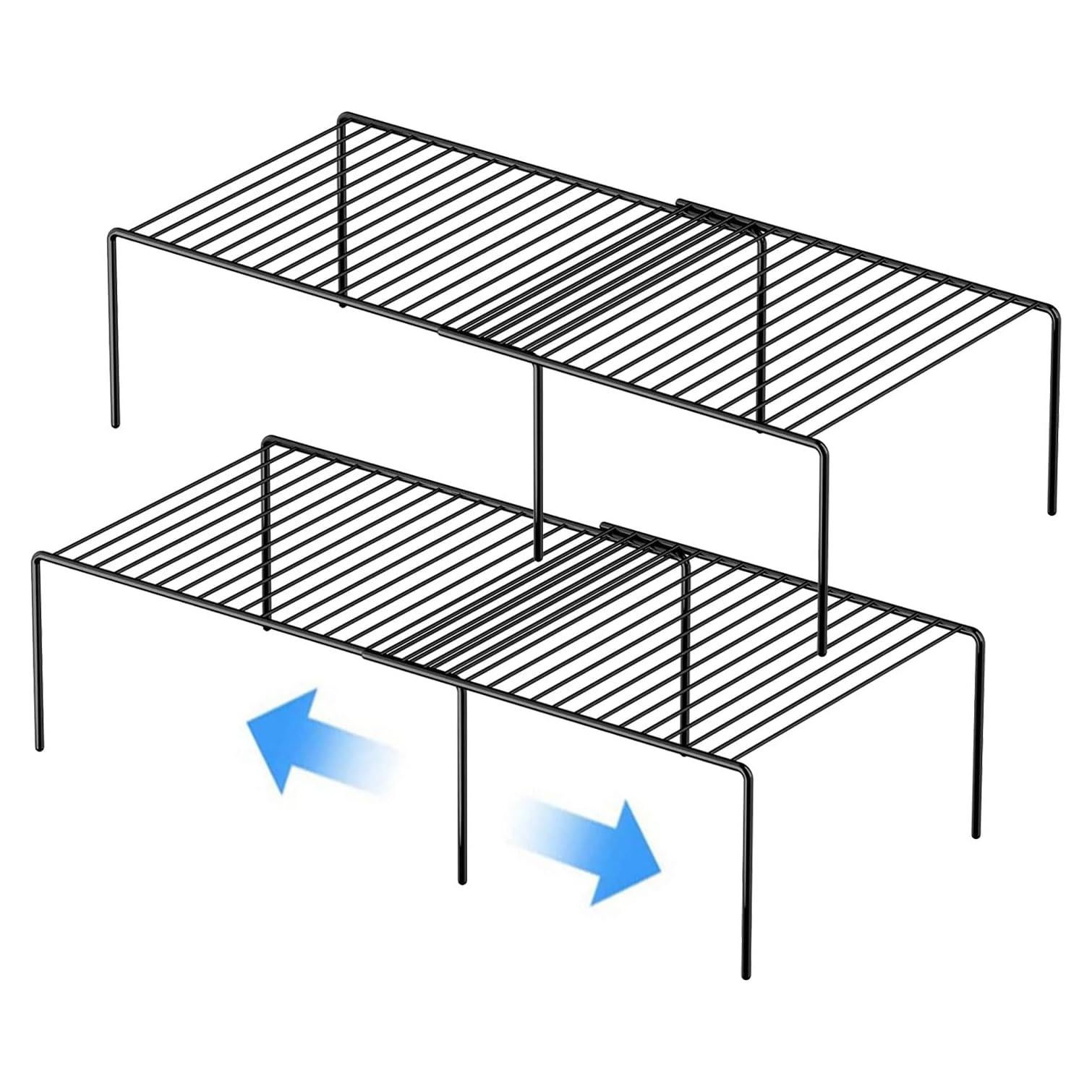 Juego de 2 Organizadores de Estantes Ajustables GEDLIRE Negro