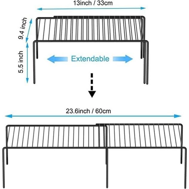 Juego de 2 Organizadores de Estantes Ajustables GEDLIRE Negro