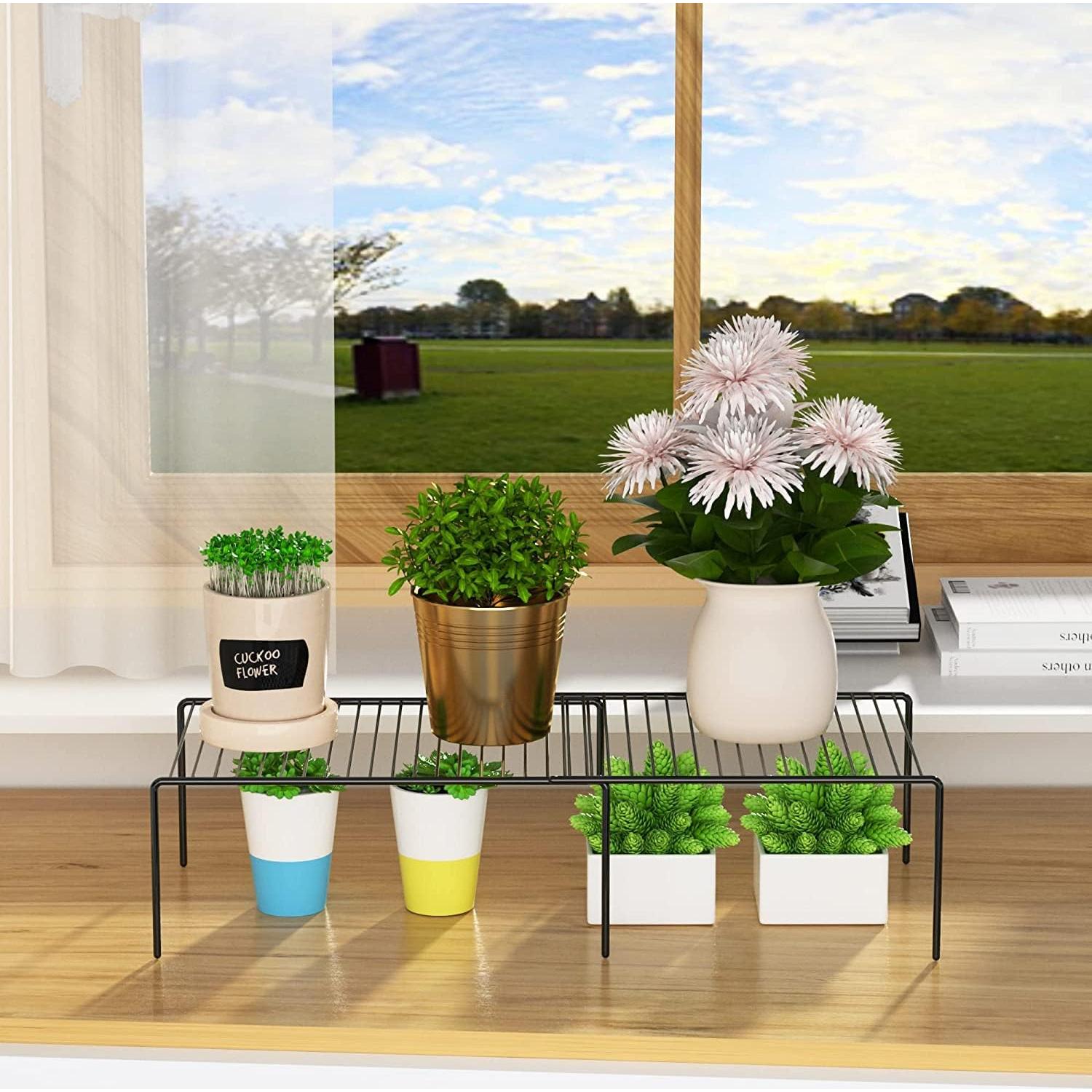 Juego de 2 Organizadores de Estantes Ajustables GEDLIRE Negro