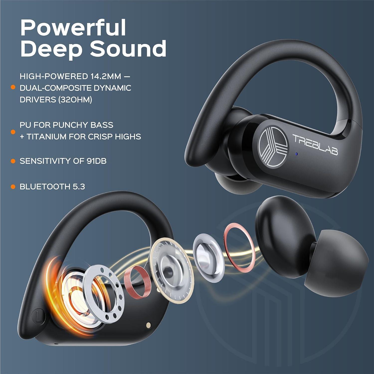 TREBLAB X3 Pro - Auriculares Bluetooth 5.3, 145H, IPX5