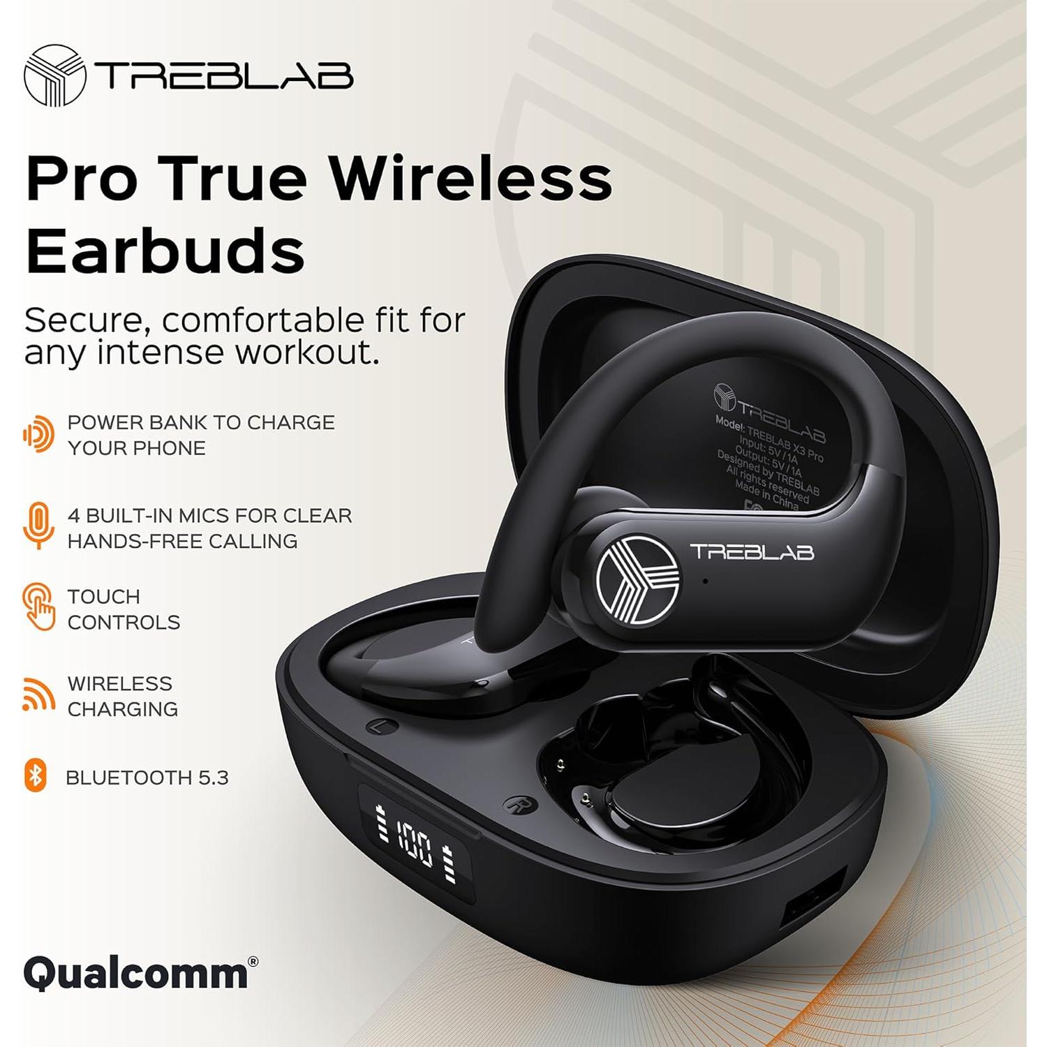 TREBLAB X3 Pro - Auriculares Bluetooth 5.3, 145H, IPX5