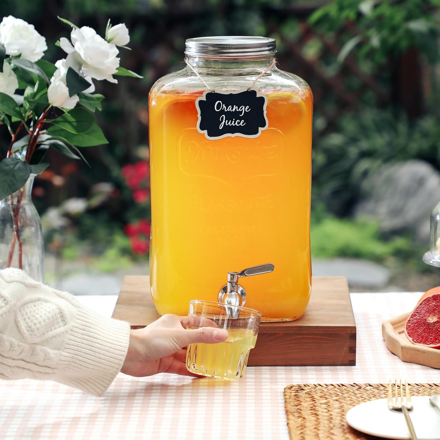 Dispensador de Bebidas de Vidrio HILUMIDA 2 Galones Acero Inoxidable