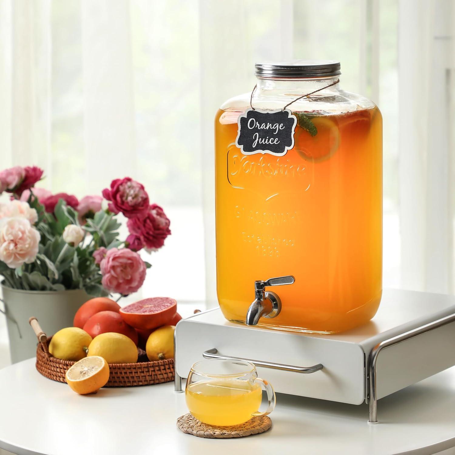 Dispensador de Bebidas de Vidrio HILUMIDA 2 Galones Acero Inoxidable