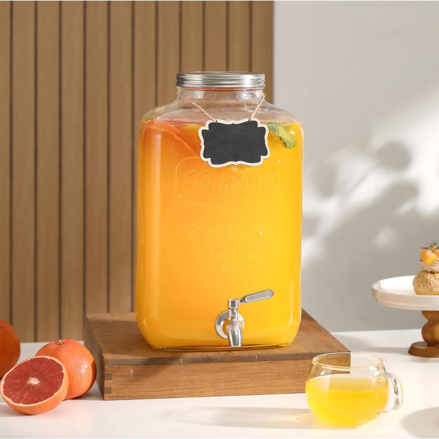 Dispensador de Bebidas de Vidrio HILUMIDA 2 Galones Acero Inoxidable