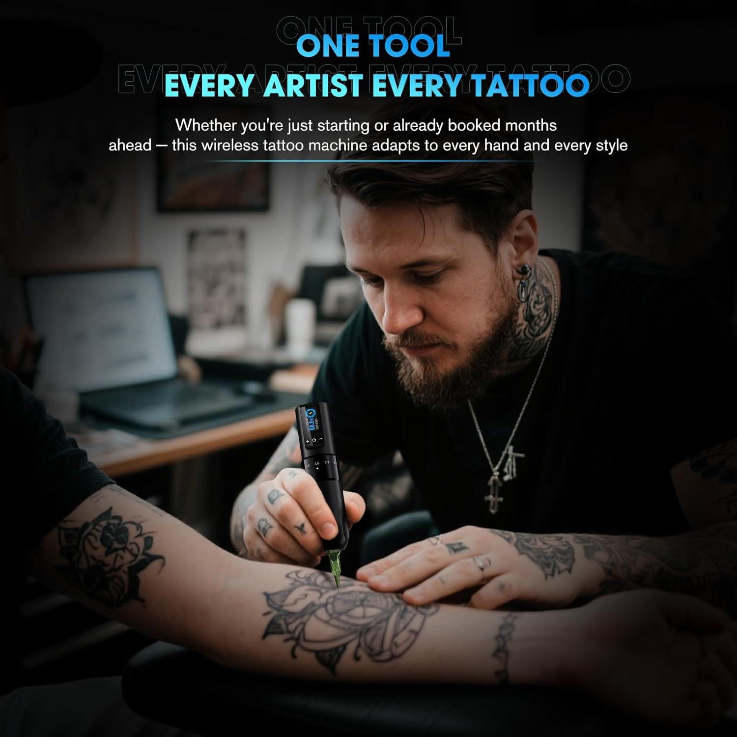 Máquina de Tatuaje INKin Inalámbrica 1600mAh Ajustable 2.2-4.2mm