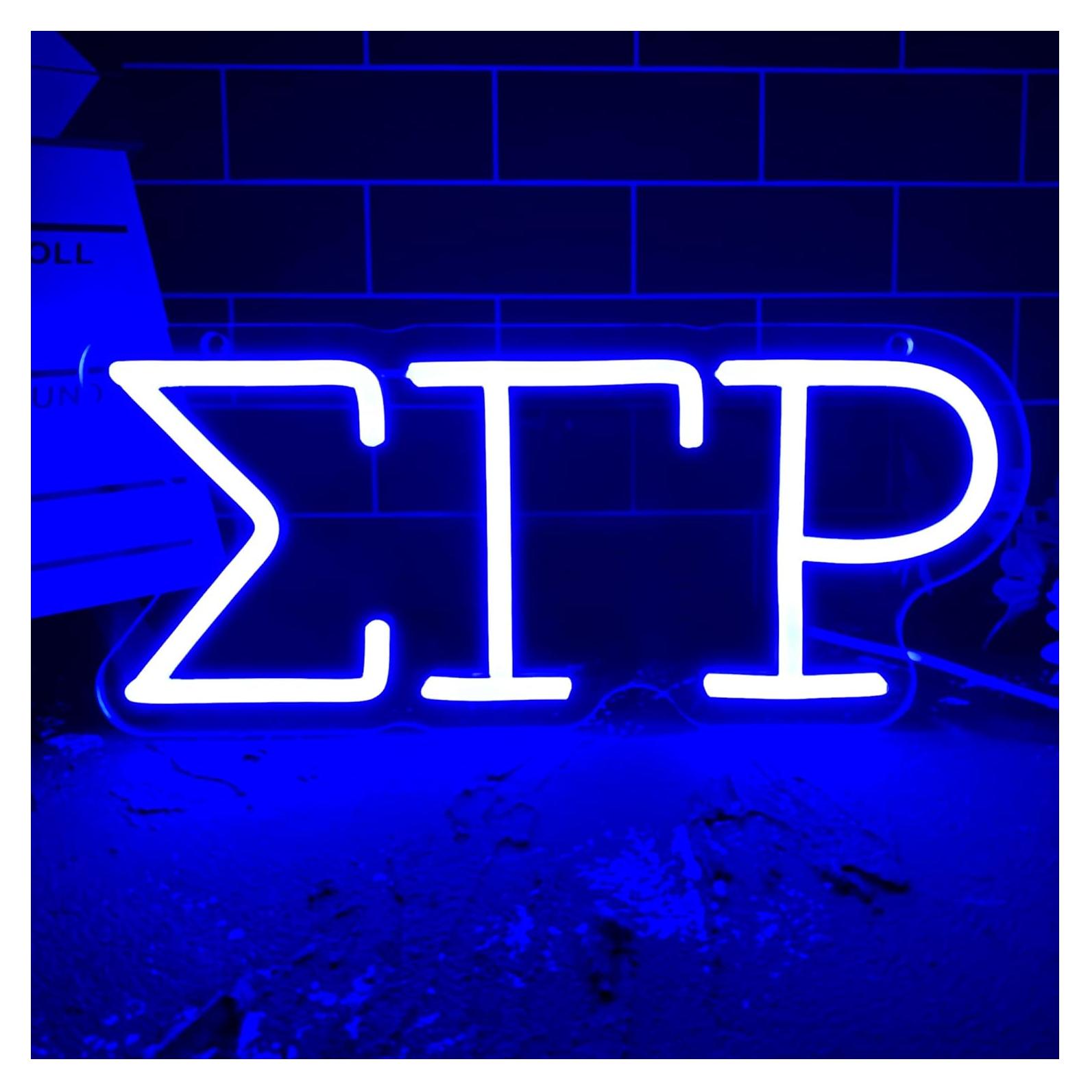 Letrero de luz de neón Sigma Gamma Rho LED 30x13 cm Azul