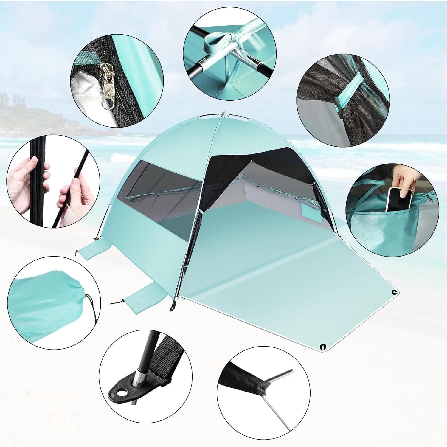 Tienda de Playa LetsFunny Grande 3-4 Personas Verde Menta