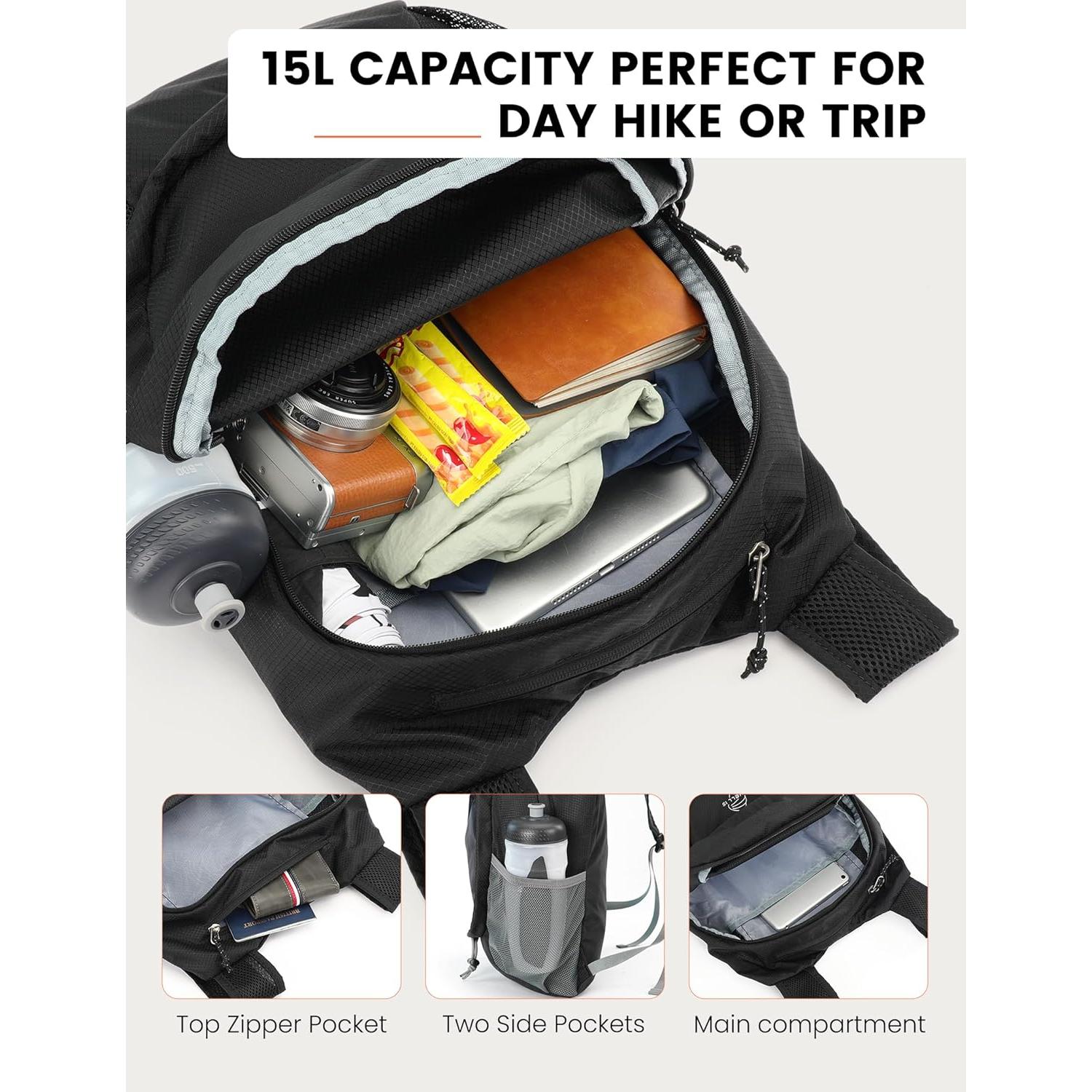 Mochila Plegable SKYSPER 15L Unisex Ligera Resistente al Agua