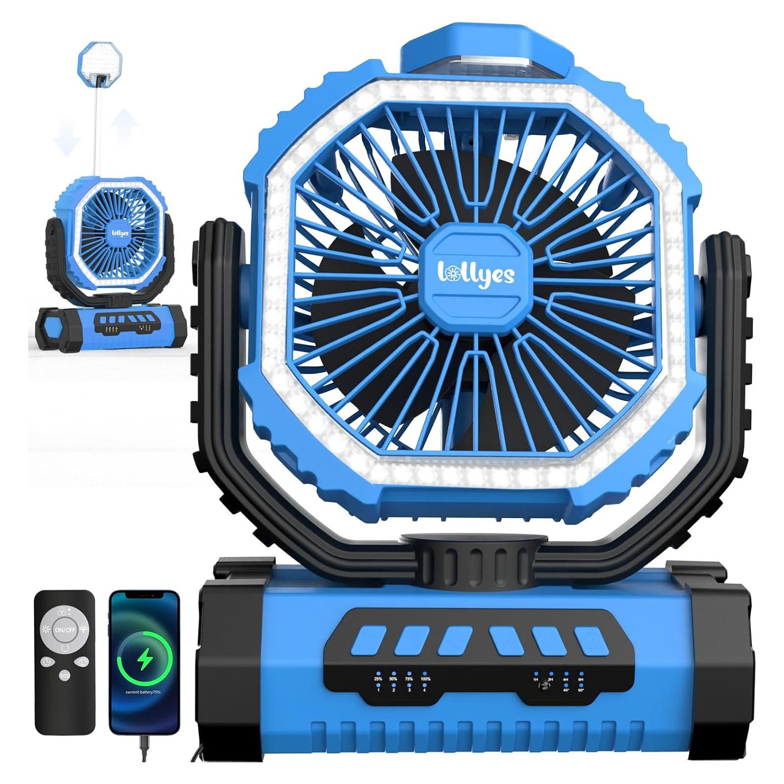 Ventilador de Camping Lollyes F19 con Linterna LED 20000mAh