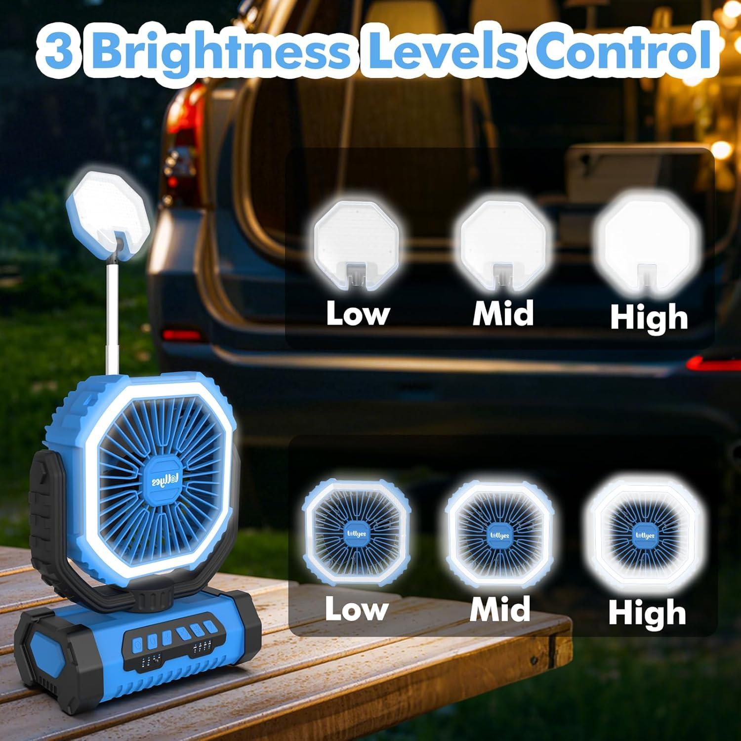Ventilador de Camping Lollyes F19 con Linterna LED 20000mAh