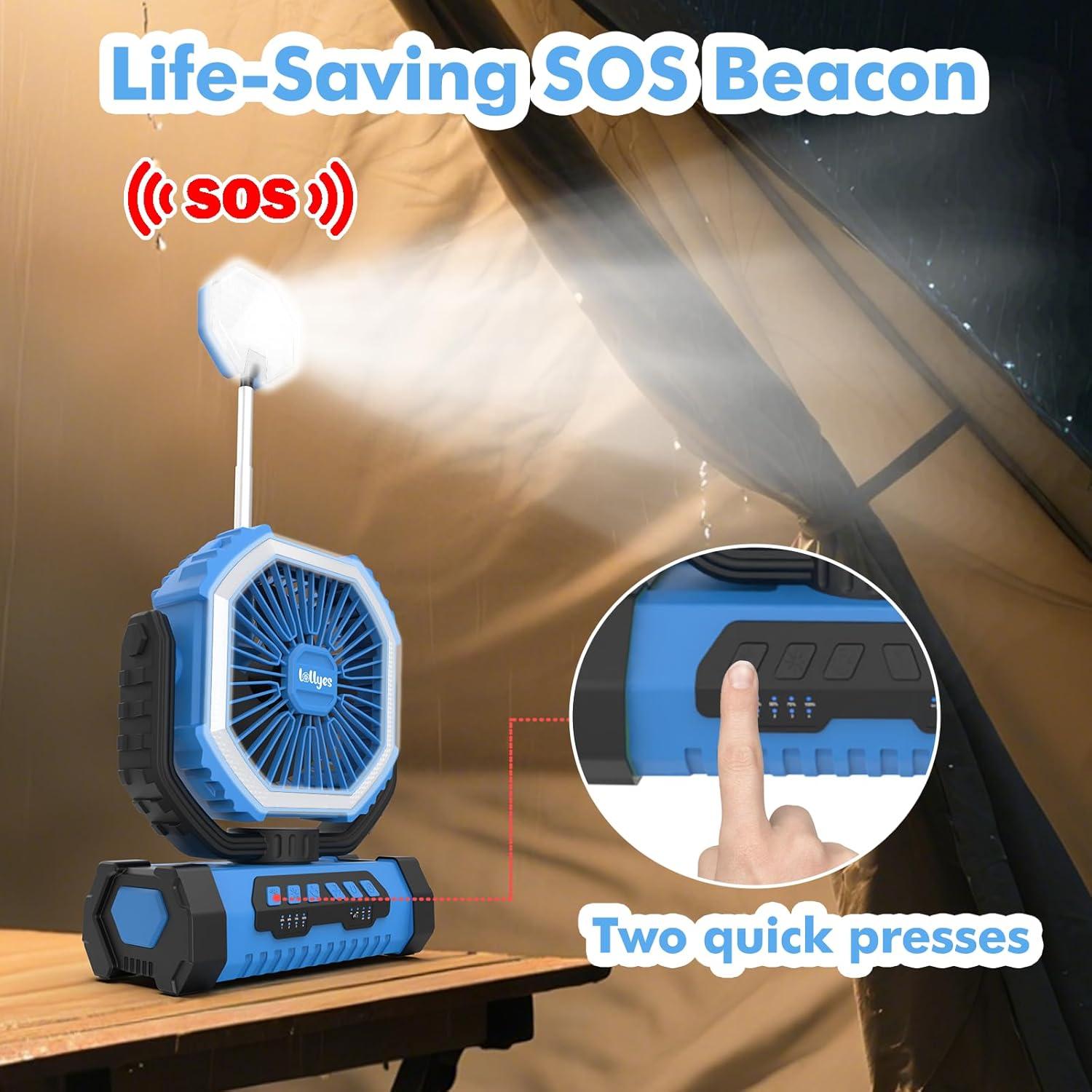 Ventilador de Camping Lollyes F19 con Linterna LED 20000mAh