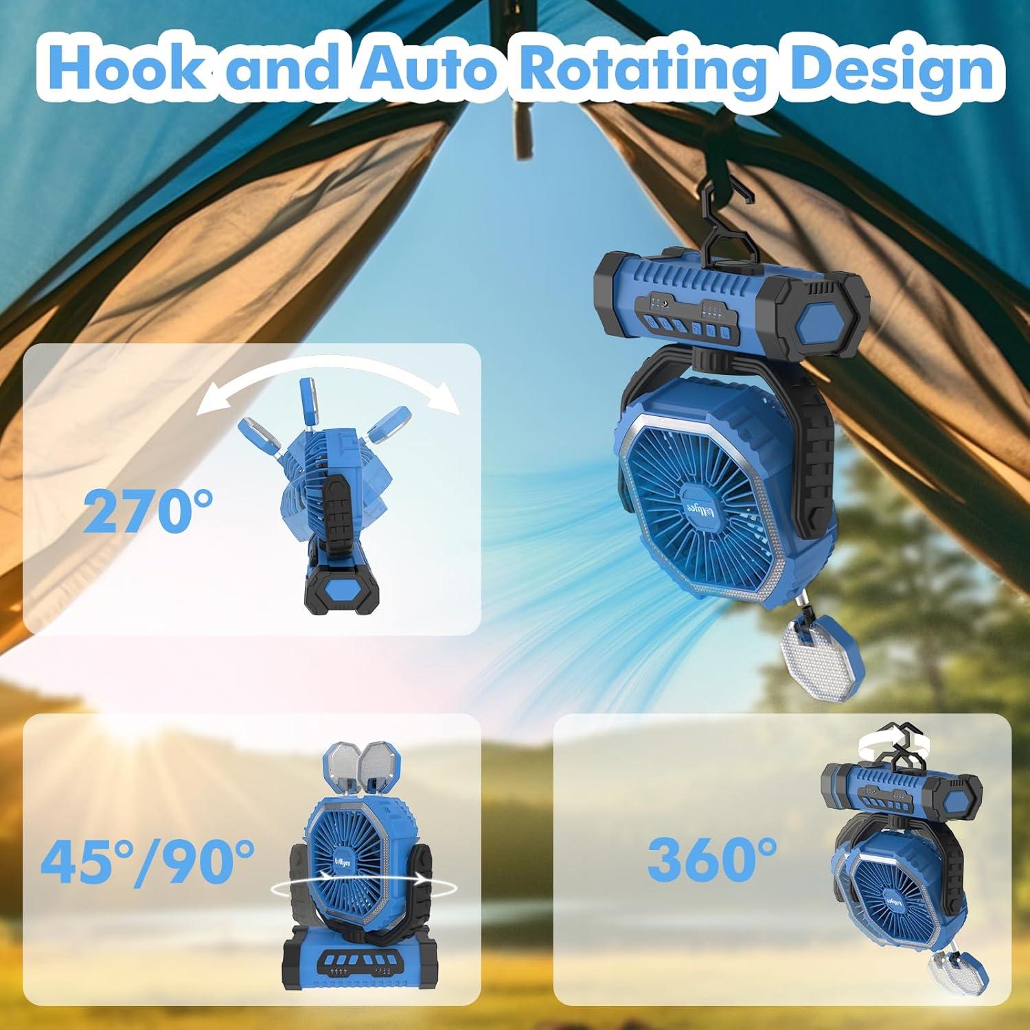 Ventilador de Camping Lollyes F19 con Linterna LED 20000mAh